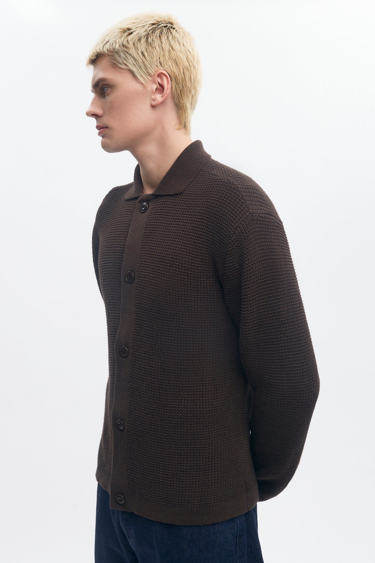 Chemise en maille ouverte pour homme en mélange grains de café