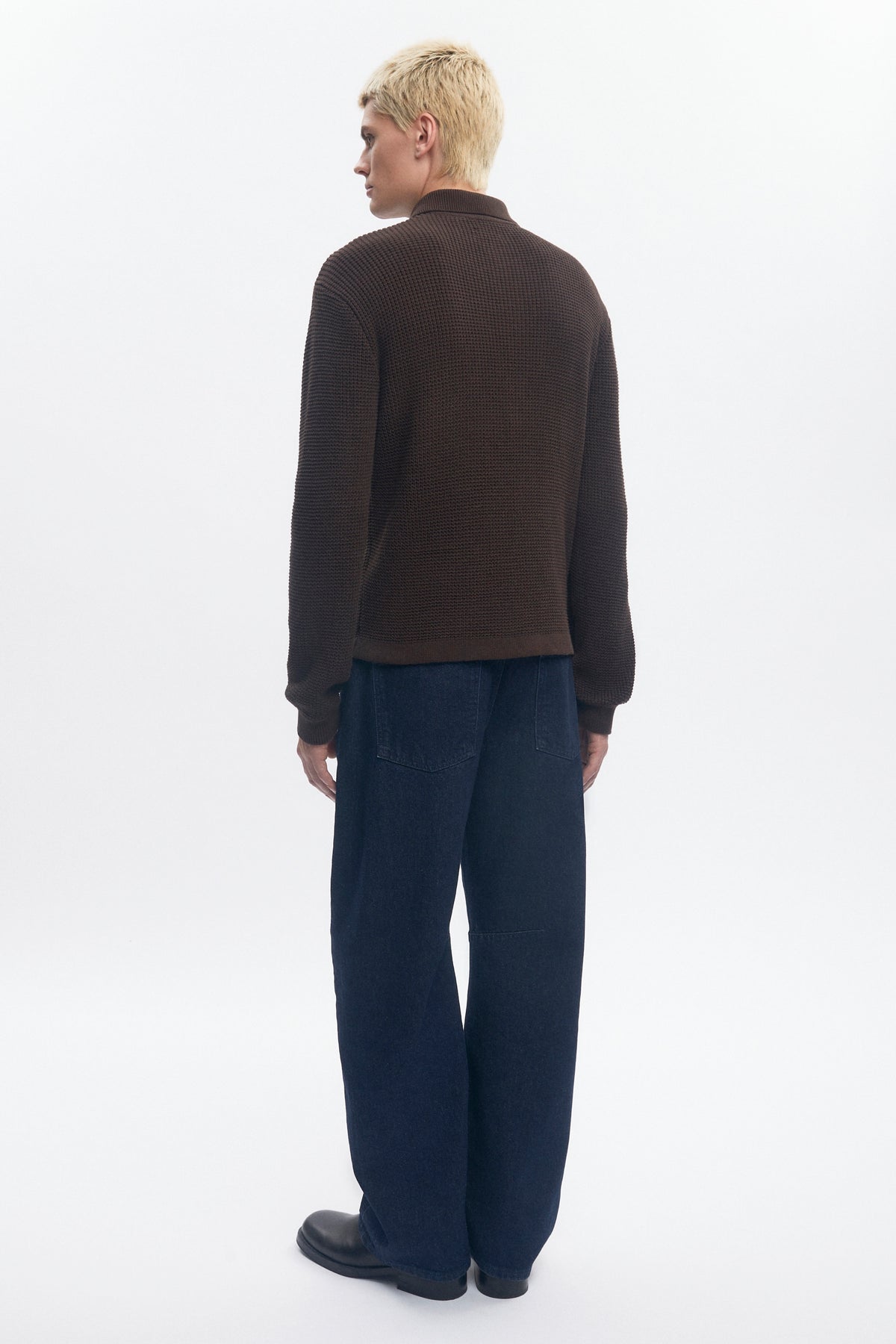 Chemise en maille ouverte pour homme en mélange grains de café