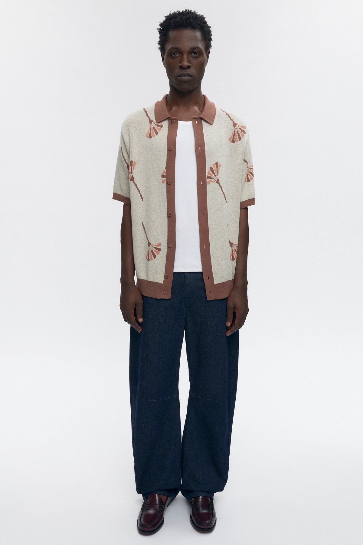 Chemise en tricot Ramzy en gland/avoine chiné