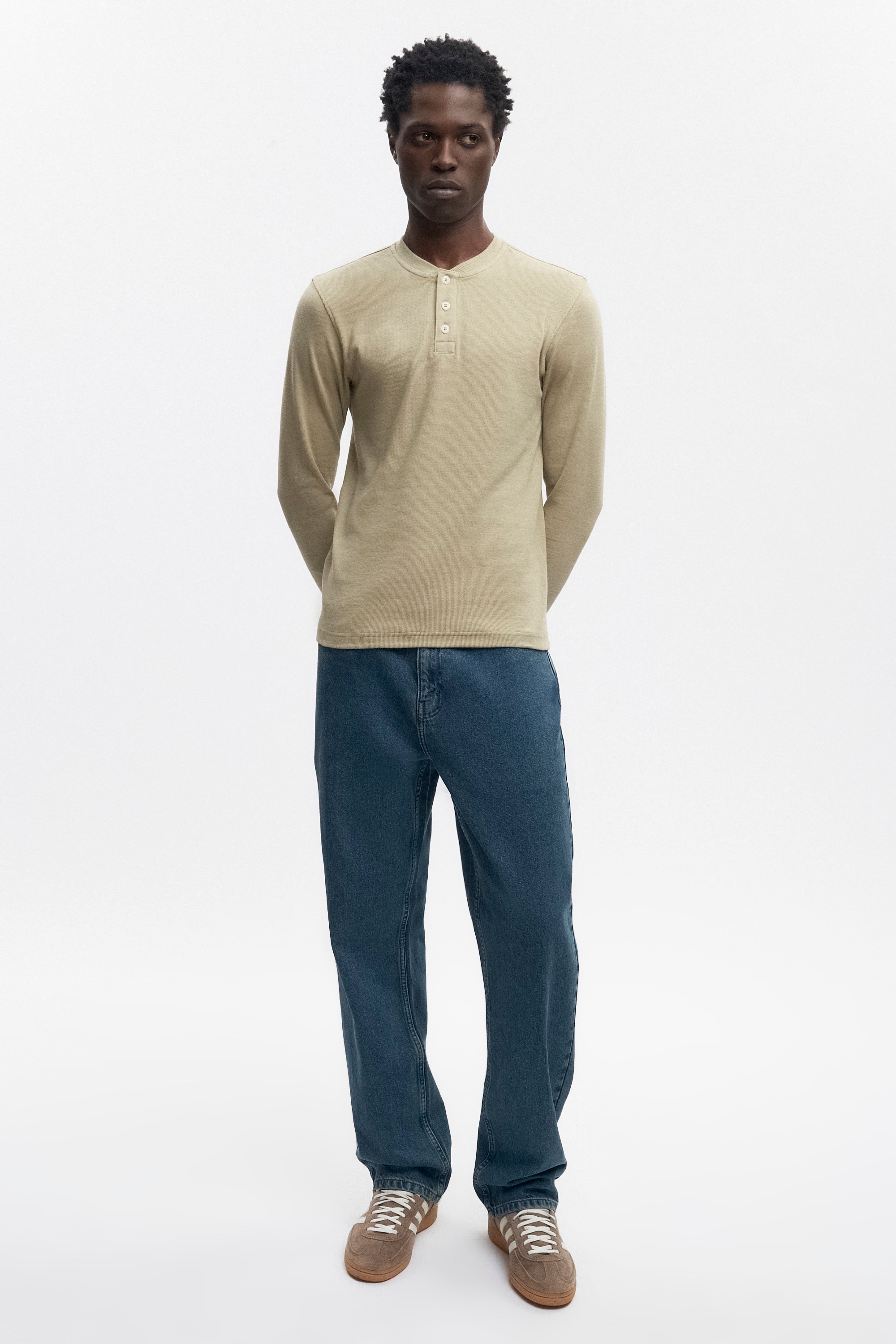 Henley Box Slub pour homme en desert