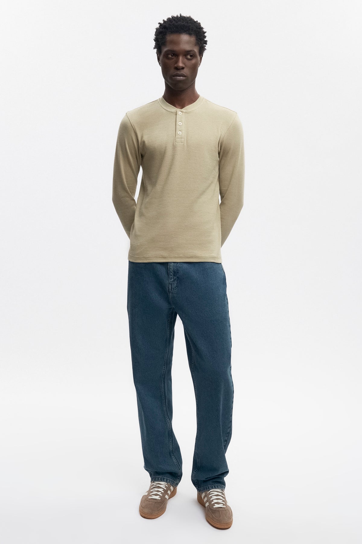 Henley Box Slub pour homme en desert