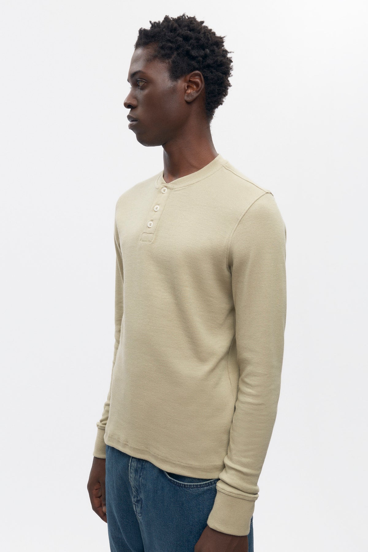 Henley Box Slub pour homme en desert