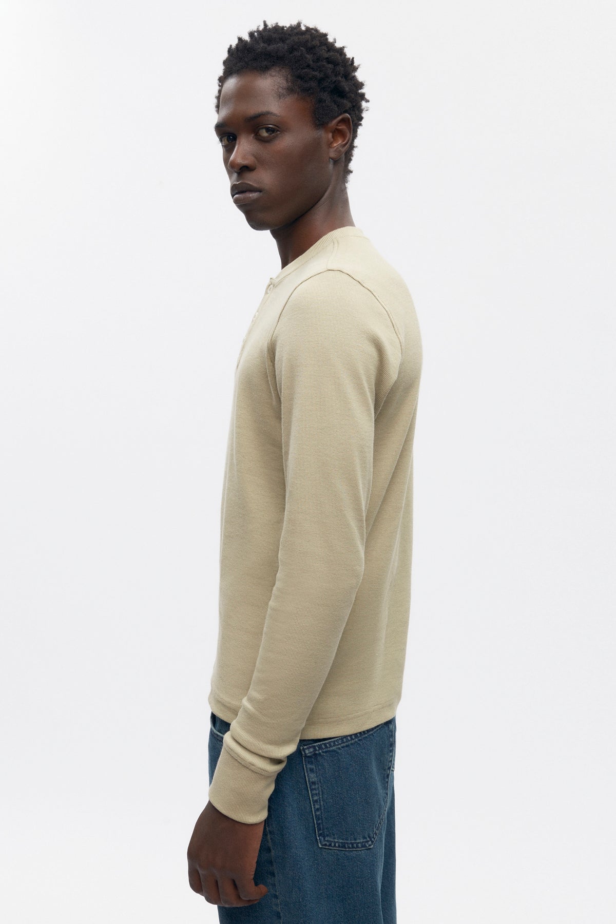Henley Box Slub pour homme en desert