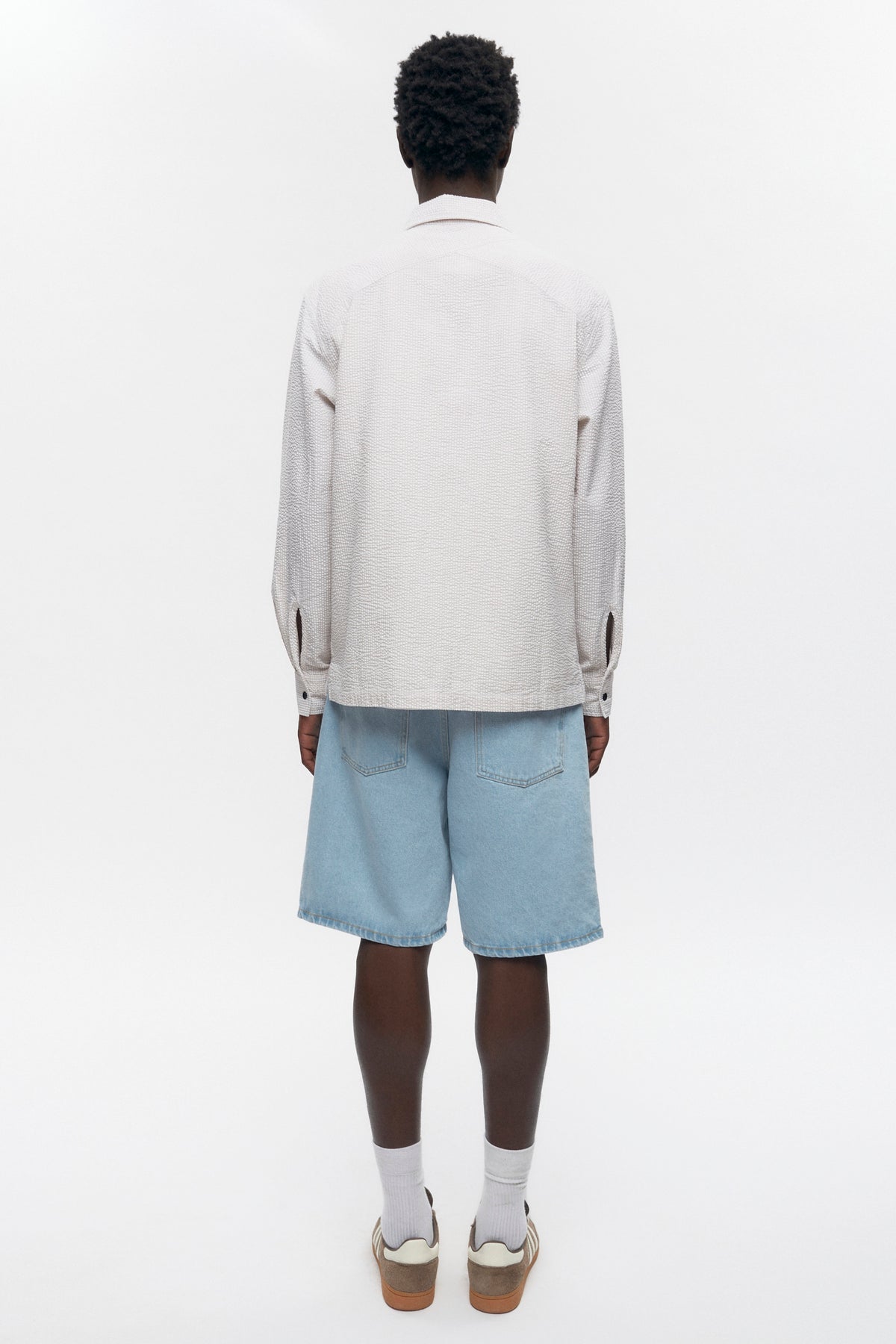 Chemise zippée Seersucker pour hommes en fog/White