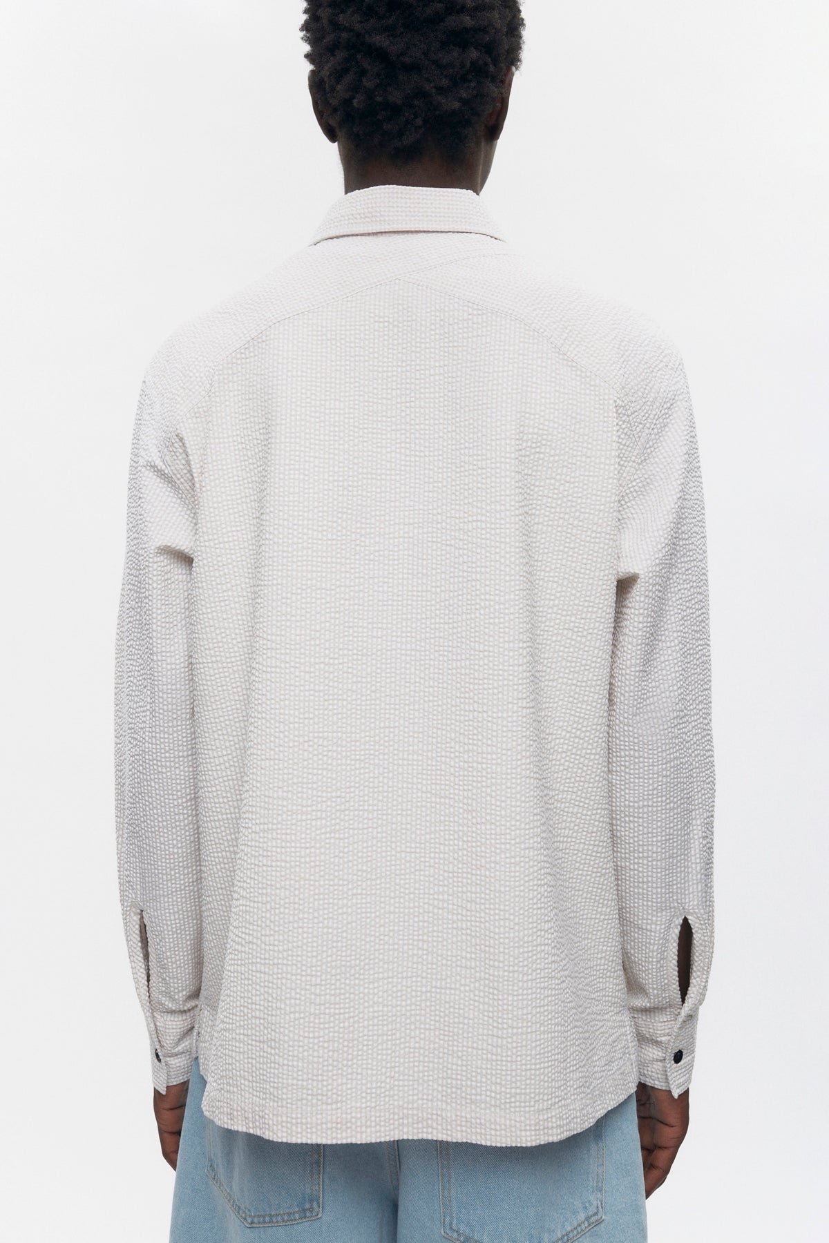 Chemise zippée Seersucker pour hommes en fog/White
