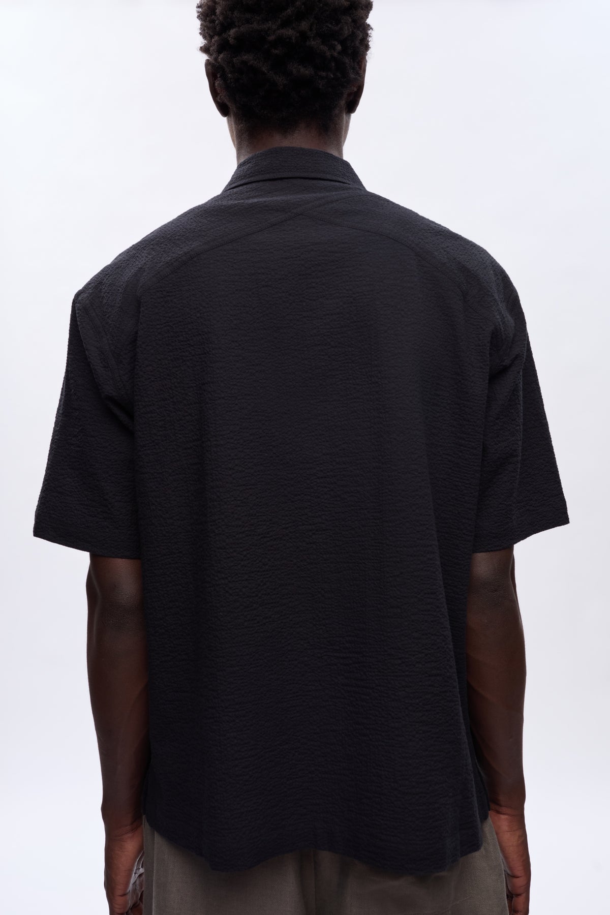 Chemise Seersucker pour hommes en noir