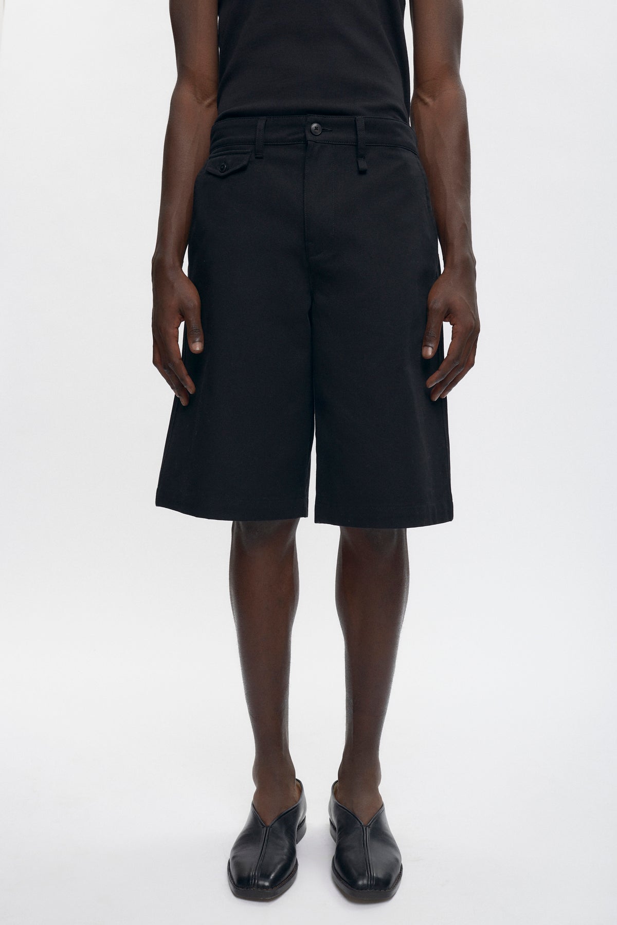 Twill Bermuda Shorts in Black