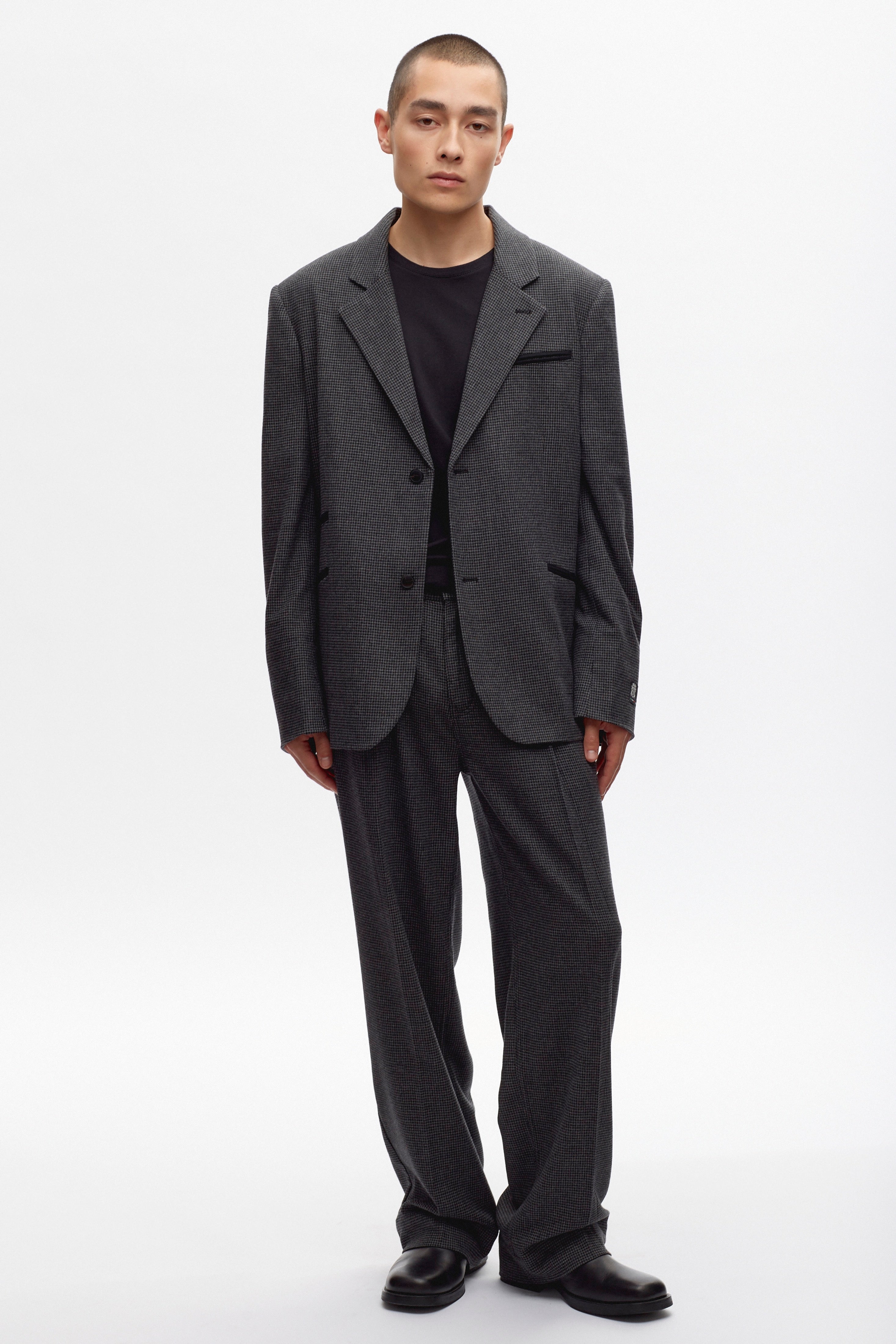 Veste Laureate en laine en pied-de-poule anthracite