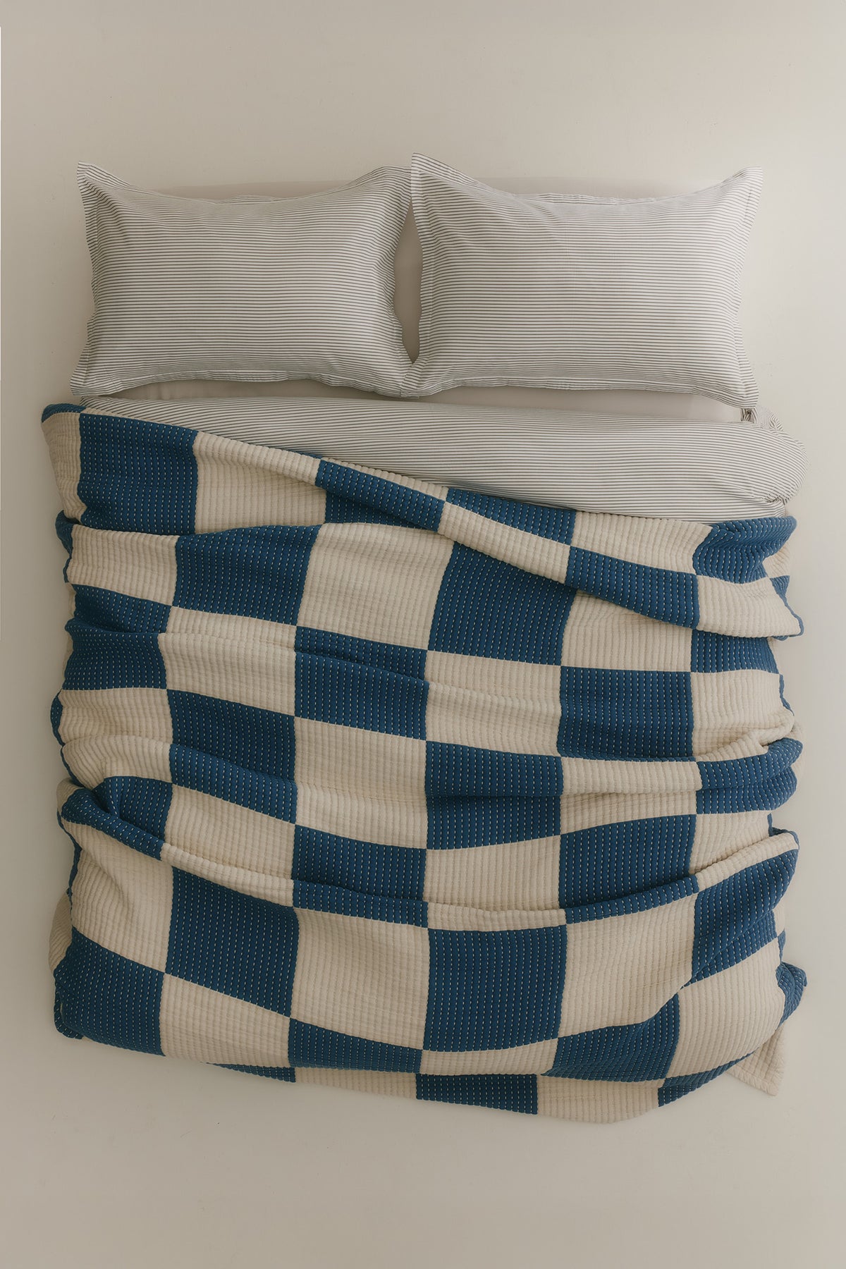 Patchwork Quilted Comforter in Natural/Delta