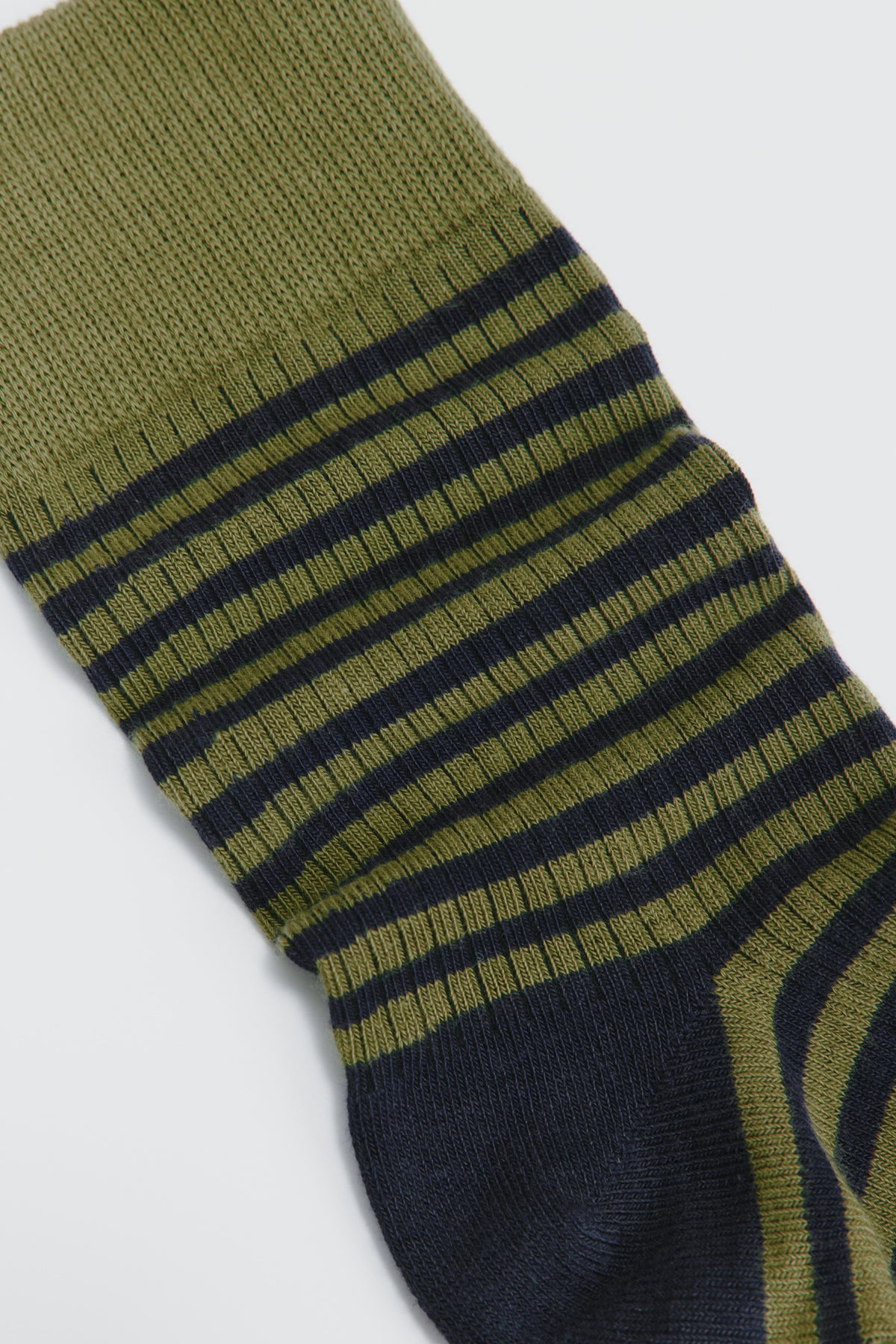 Chaussettes côtelées en rayures océan profond/cardamome