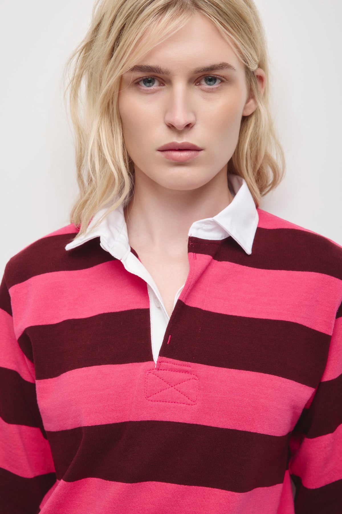 Shrunken Rugby Shirt in Rose/Harvard