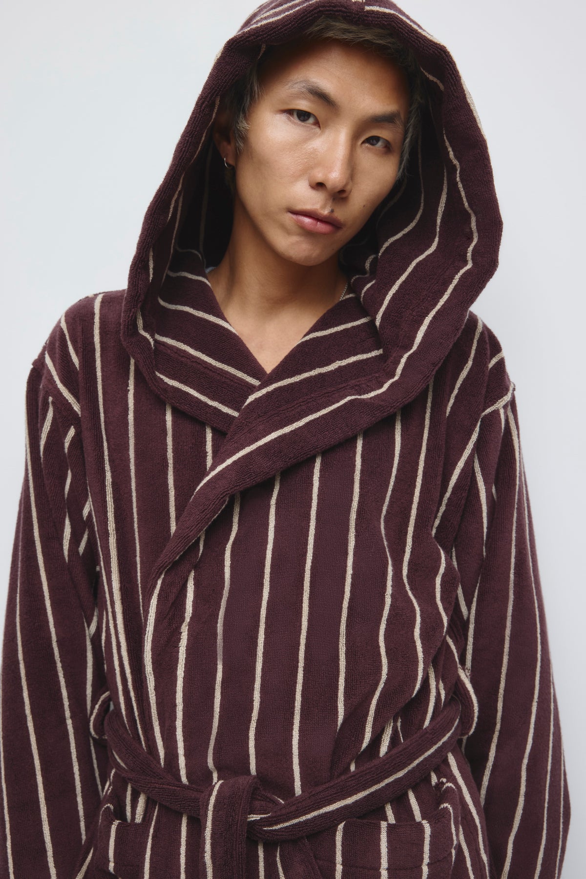 Egyptian Cotton Bath Robe in Chocolate Plum/Cashmere