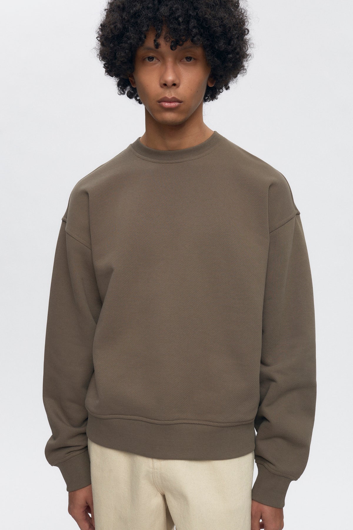 Coton ouaté en molleton bouclé en taupe foncé