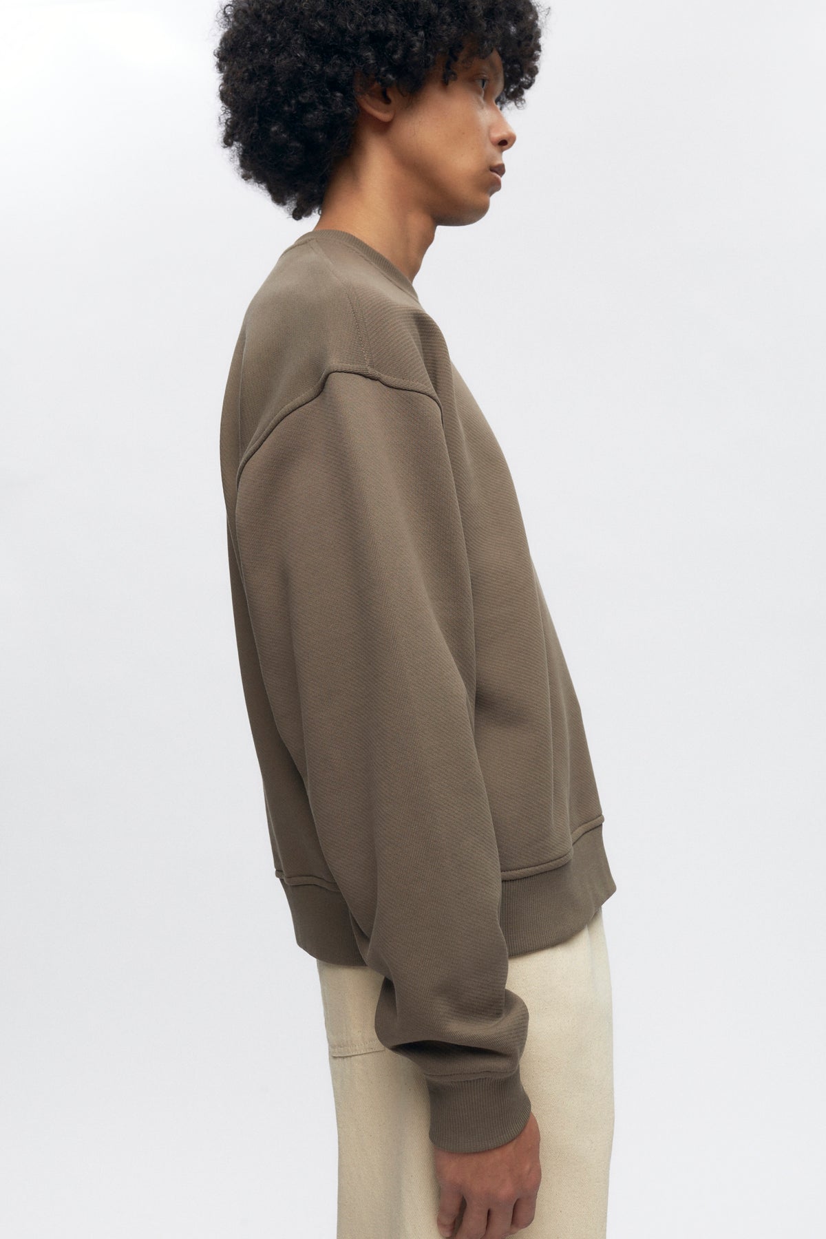 Coton ouaté en molleton bouclé en taupe foncé