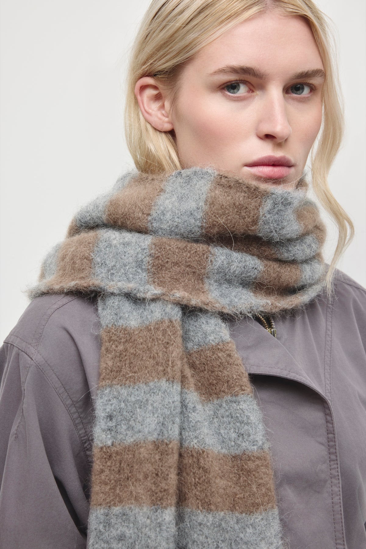 Wabar Textured Scarf in Walnut/Gypsum