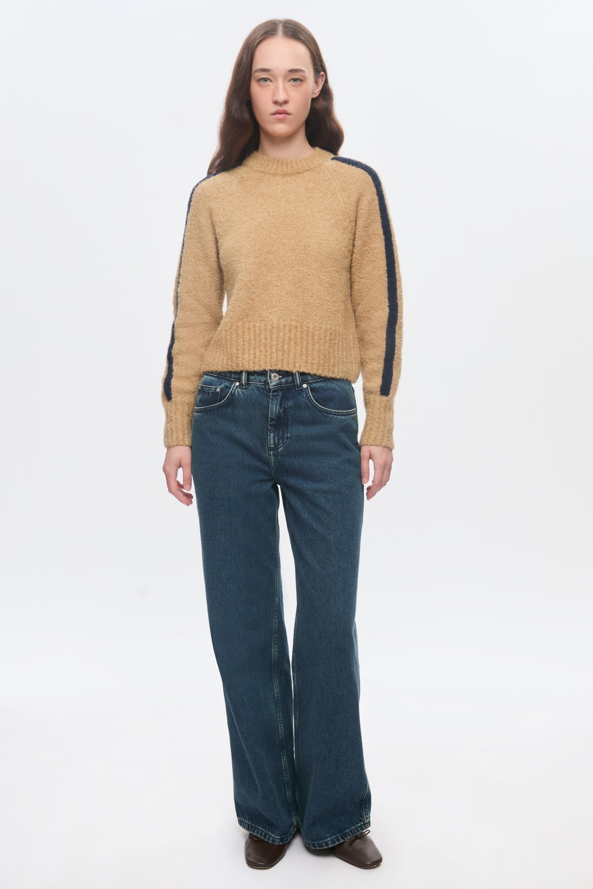 Pull à col rond Aliya pour femme en sand/Midnight