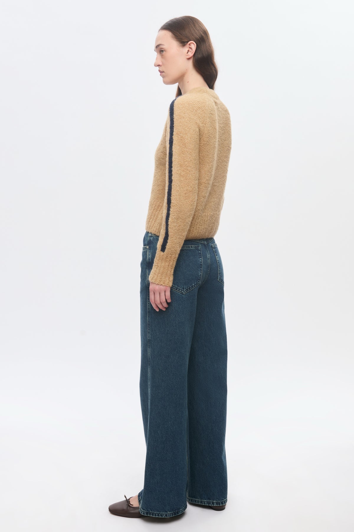 Pull à col rond Aliya pour femme en sand/Midnight