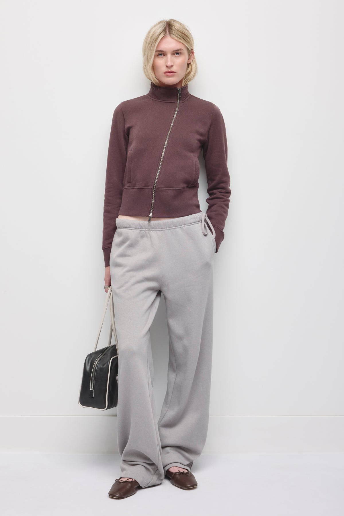 Veste-pull asymétrique pour femme en raisin sec