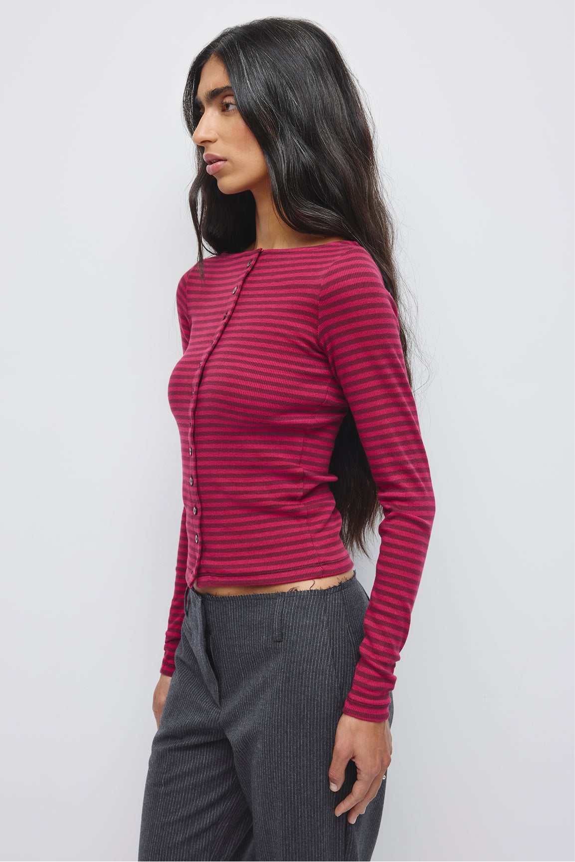 Cardigan col bateau pour femme en sangria/Porto tawny