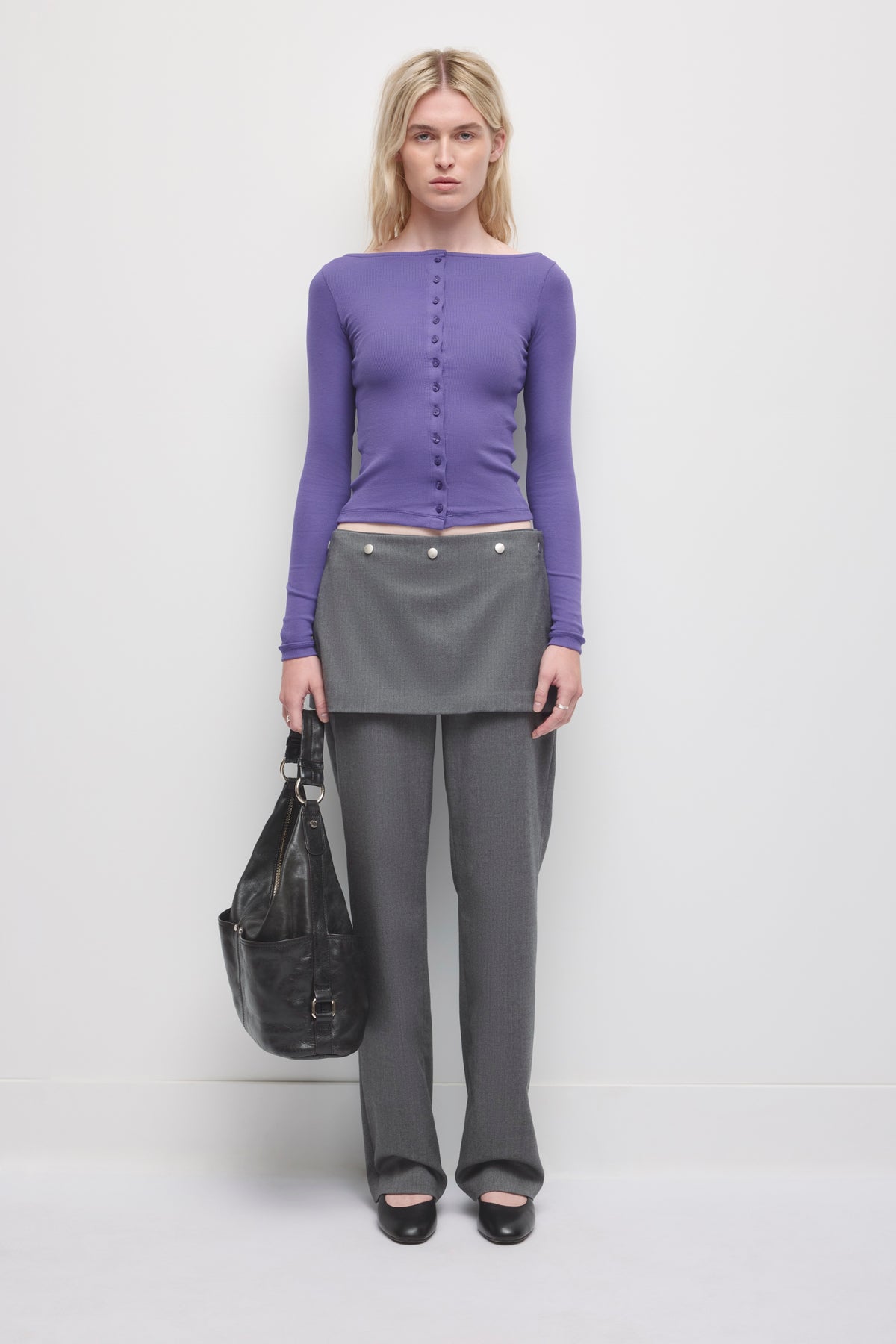 Women's Boatneck Cardigan in Violet