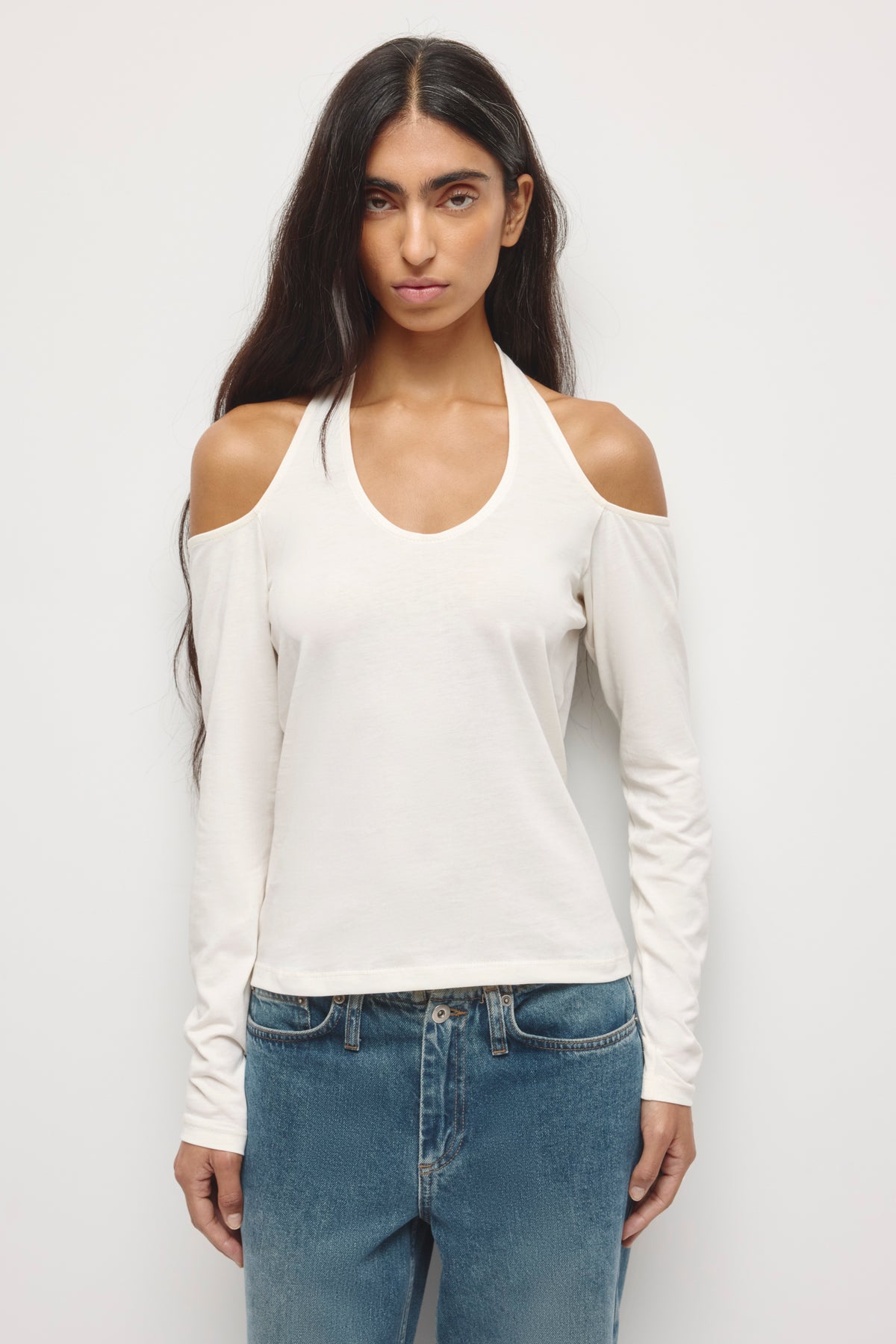 Women's Cold Shoulder Halter in Marshmallow