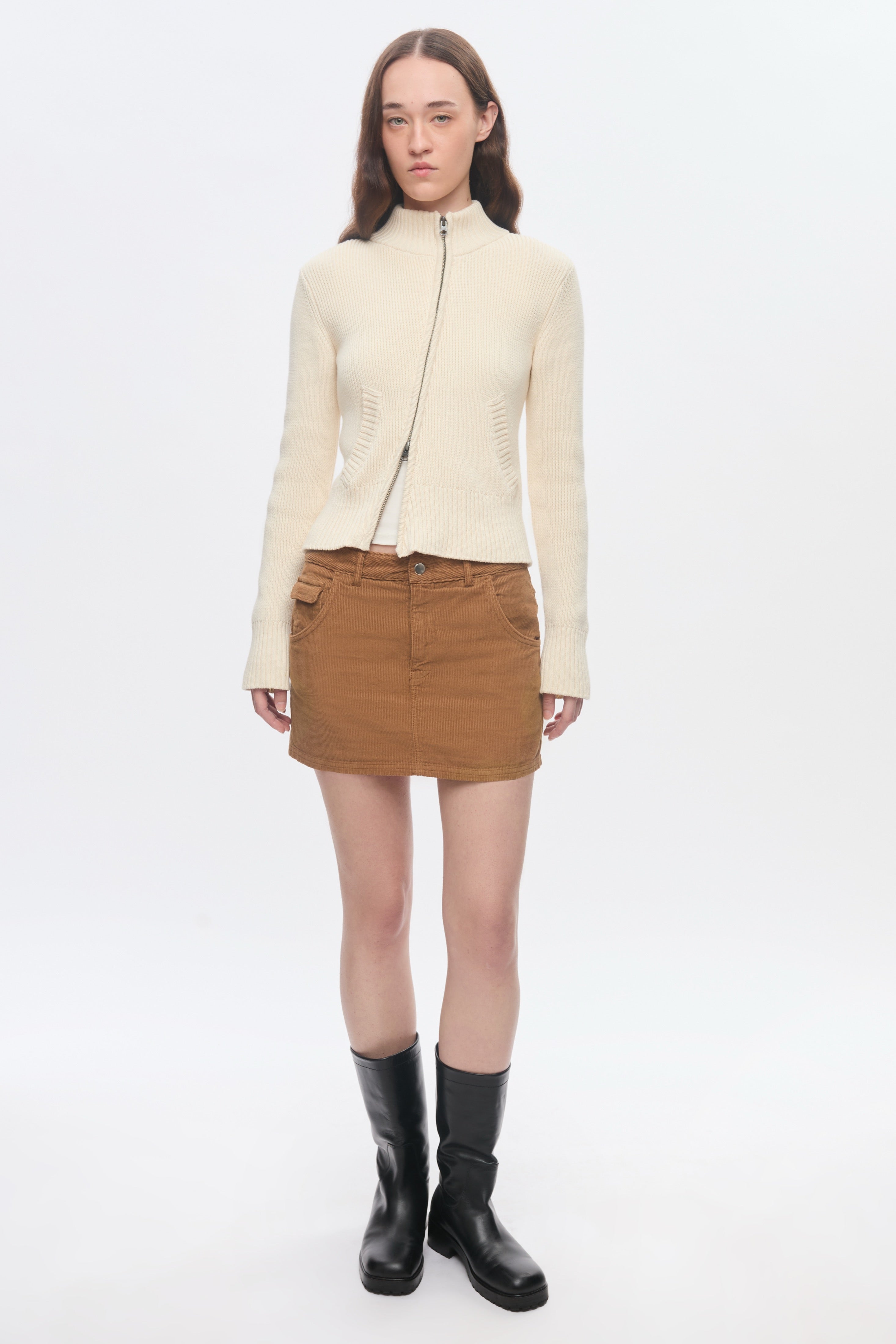 Mini-jupe en denim pour femme en loutre
