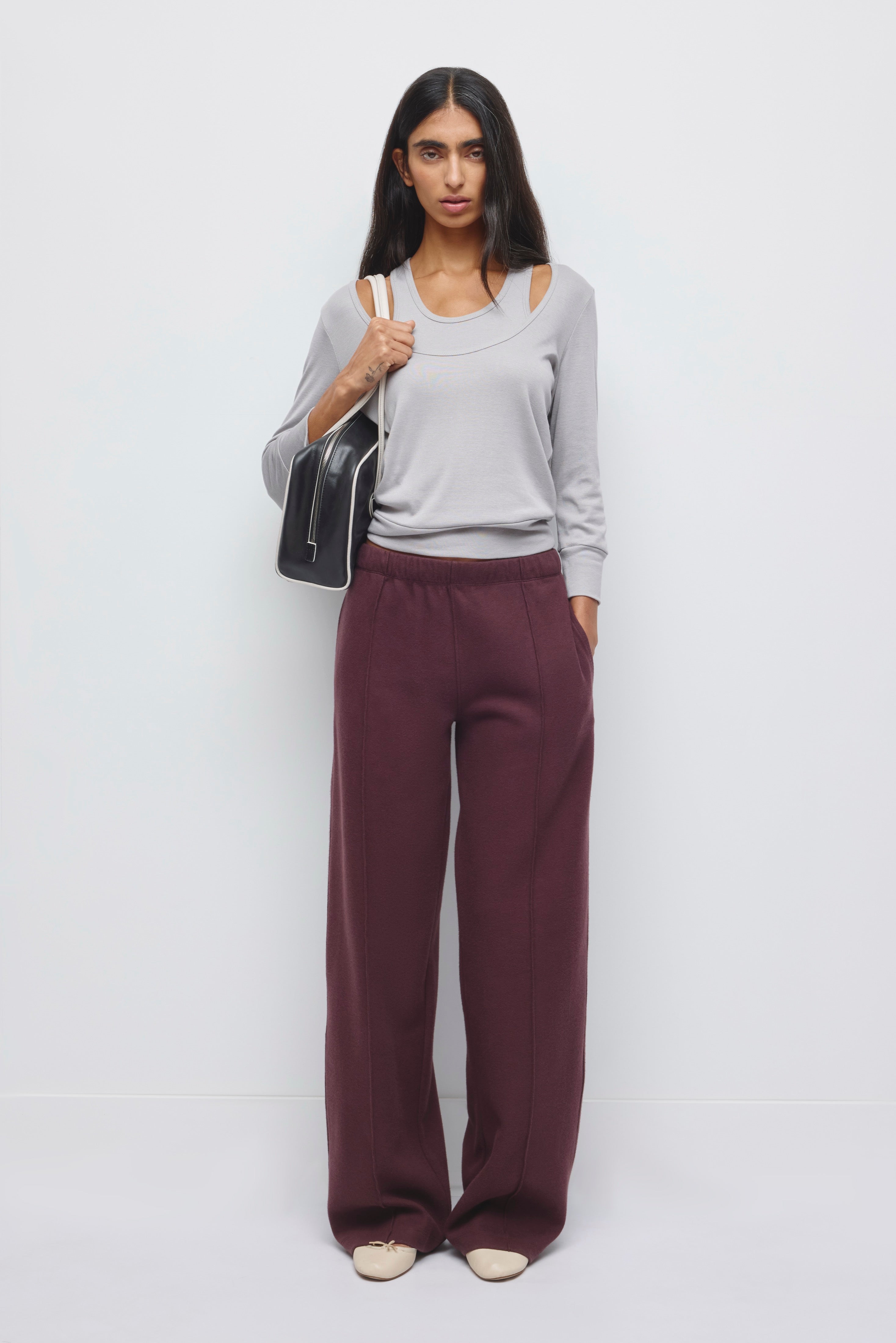Women's Cozy Track Pant in Chocolate Plum