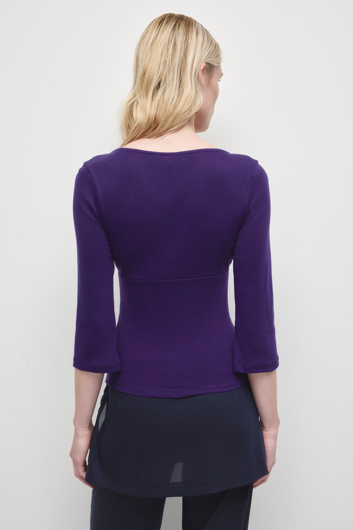 Haut cache-cœur à manches 3/4 Crossover pour femme en violet profond