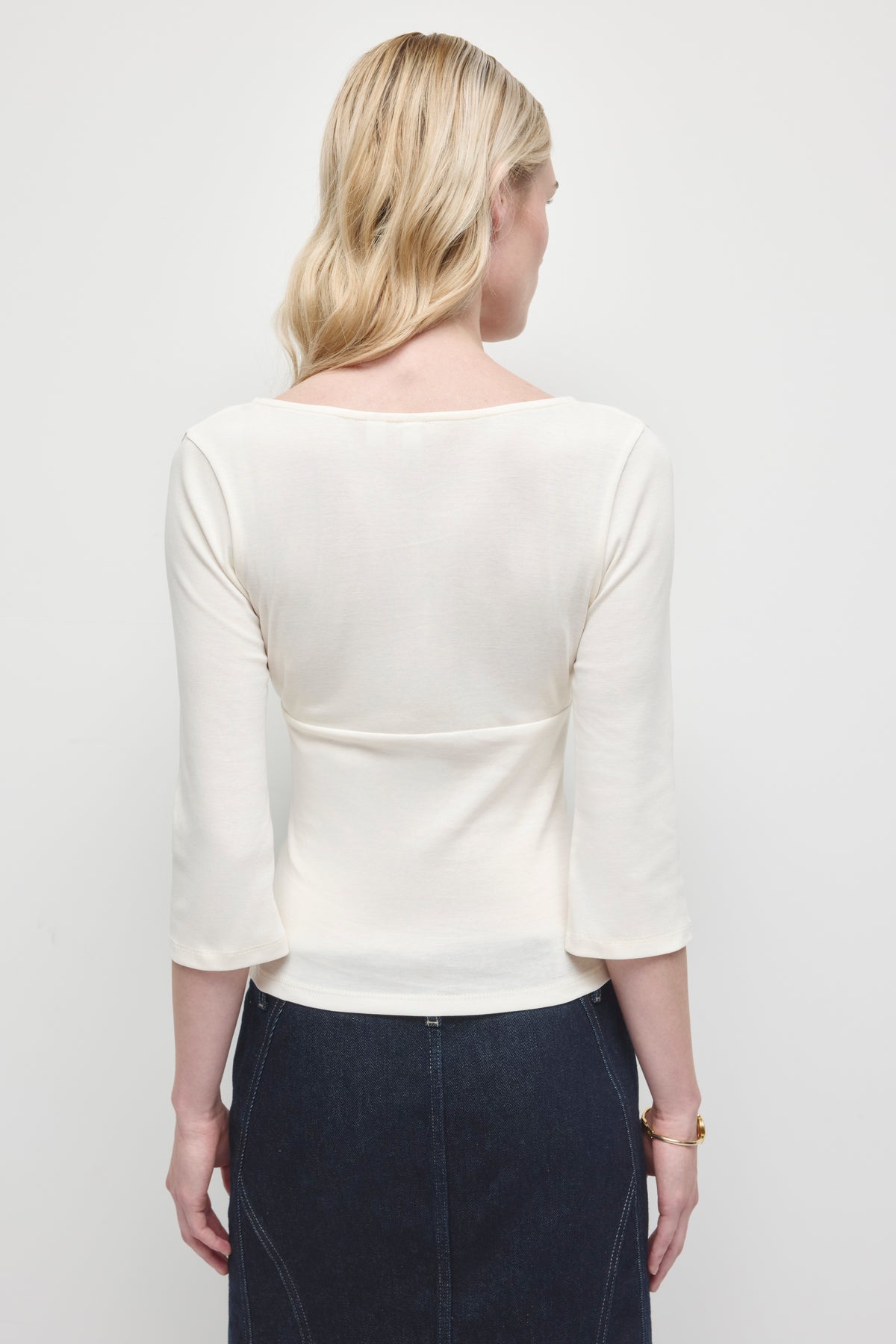 Women's Crossover 3/4 Sleeve Top in Marshmallow