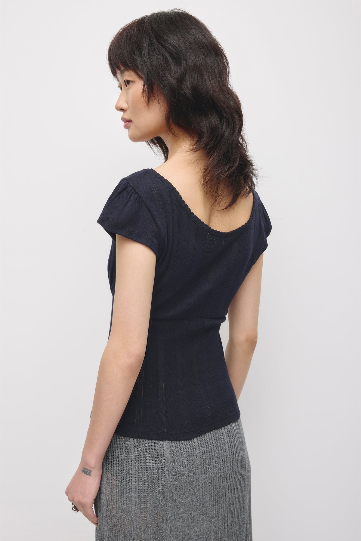 Haut Dalia Pointelle pour femme en océan profond