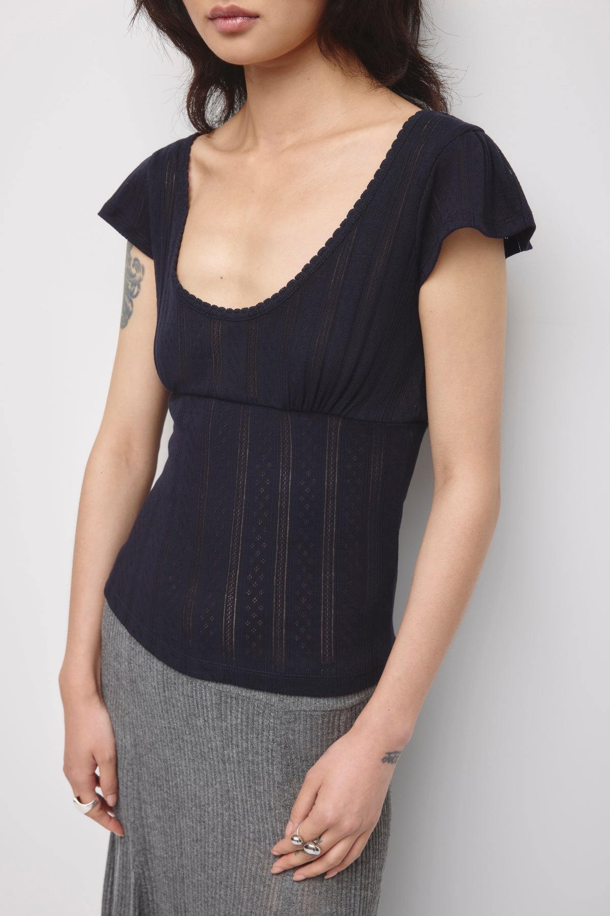 Haut Dalia Pointelle pour femme en océan profond