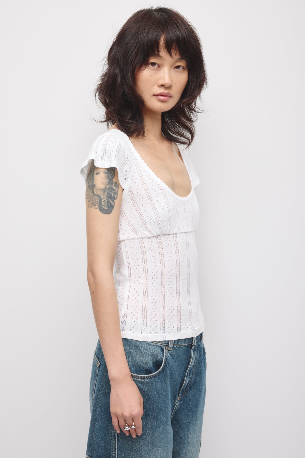 Haut Dalia Pointelle pour femme en blanc