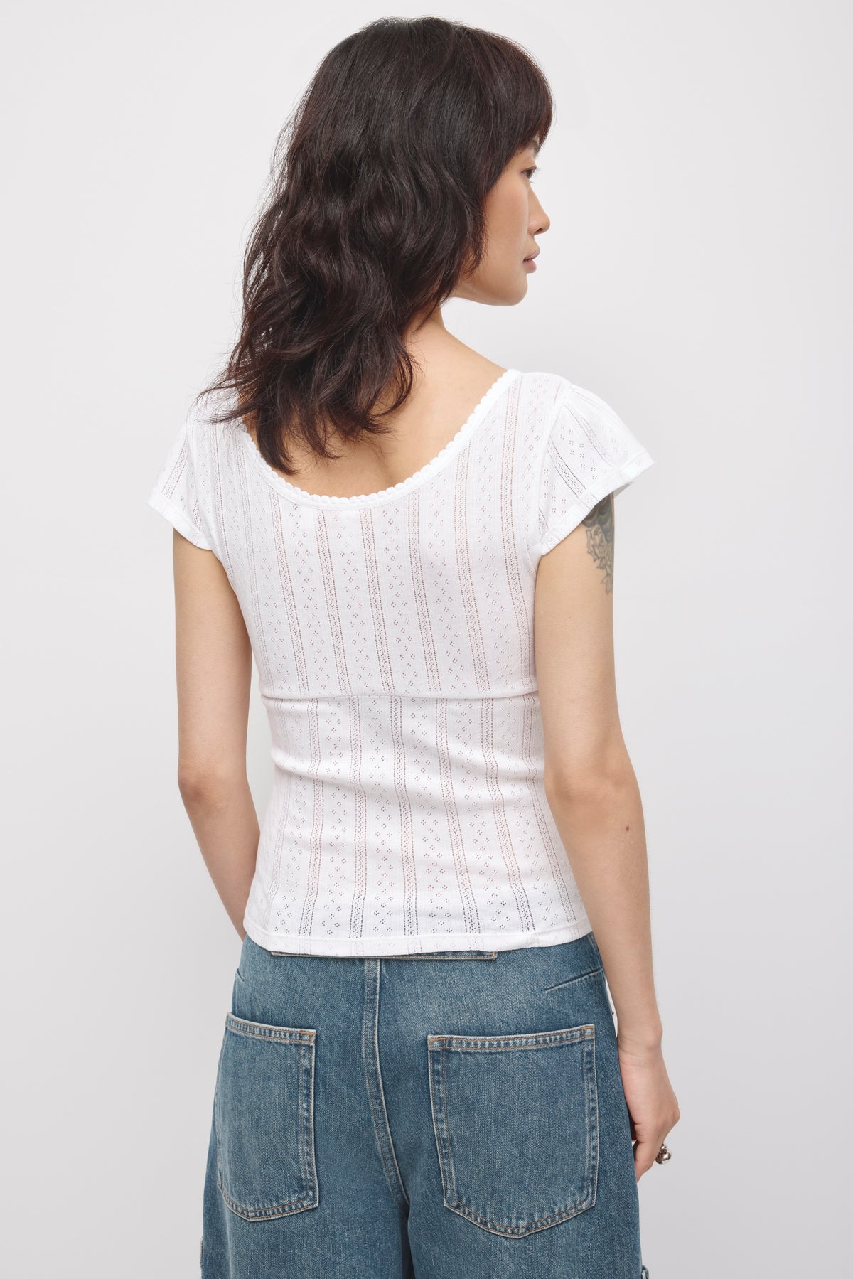 Haut Dalia Pointelle pour femme en blanc