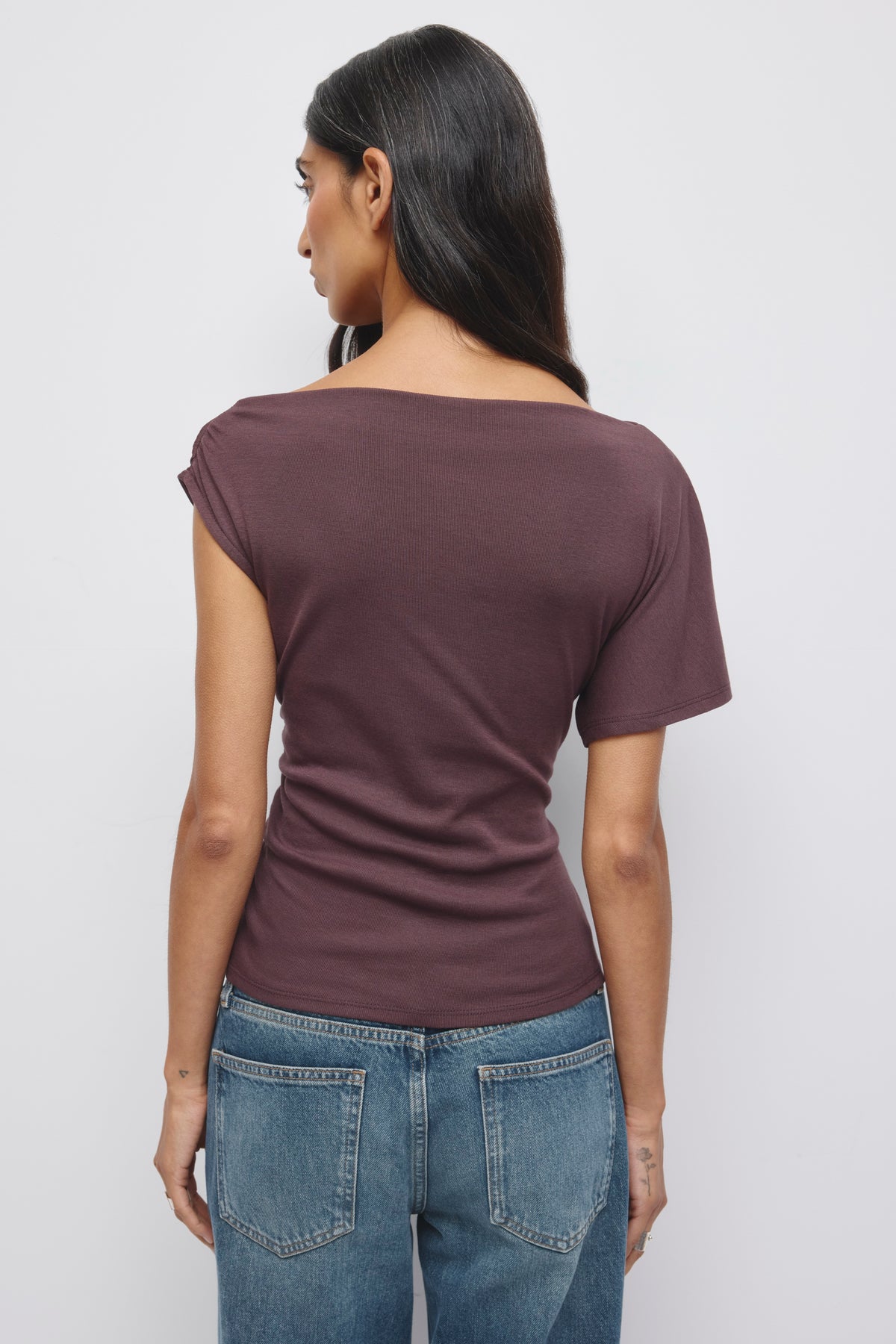 Women's Dana Asymmetric Top in Chocolate Plum