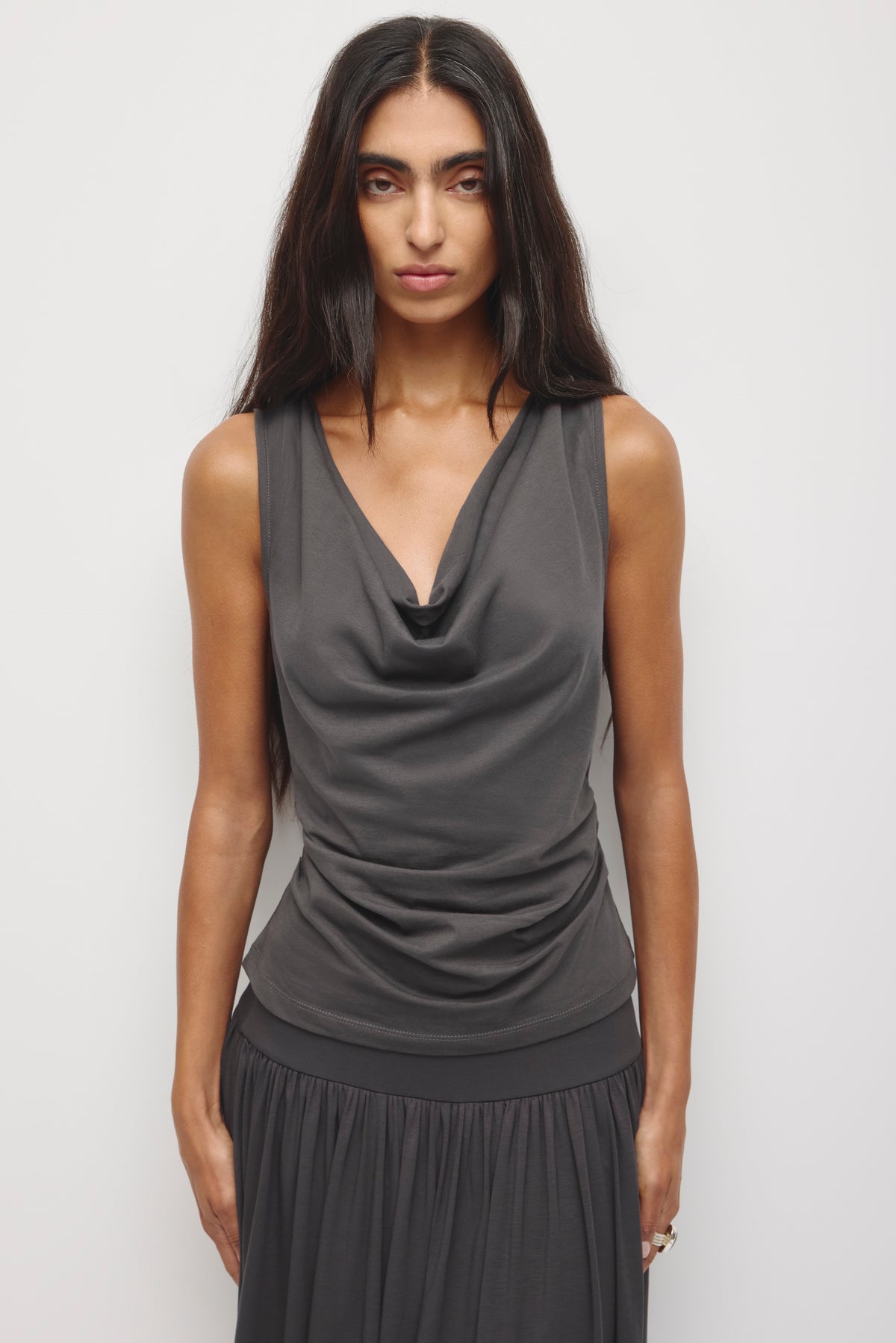 Débardeur Drapé Femme en charcoal