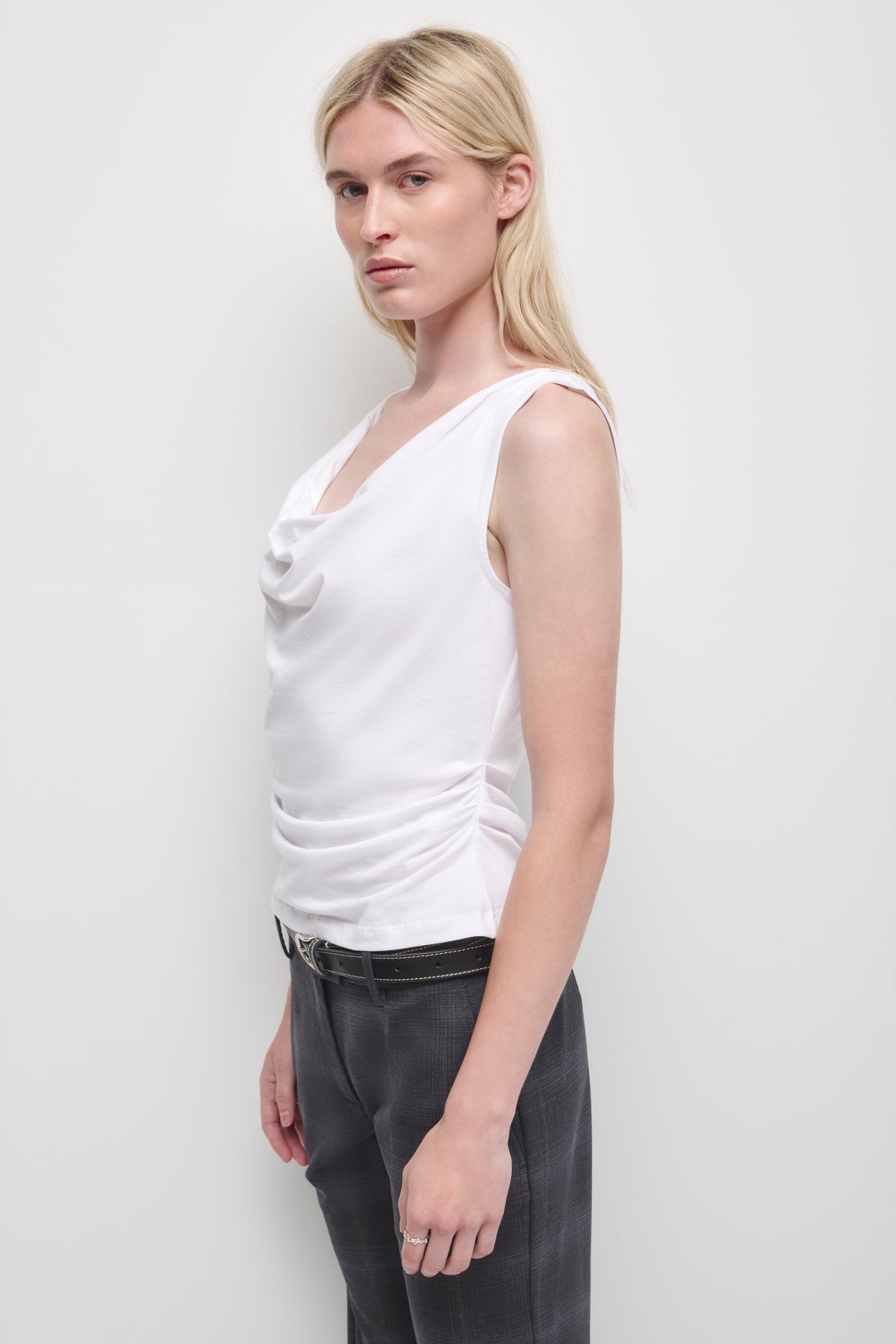 Women's Draped Tank in White