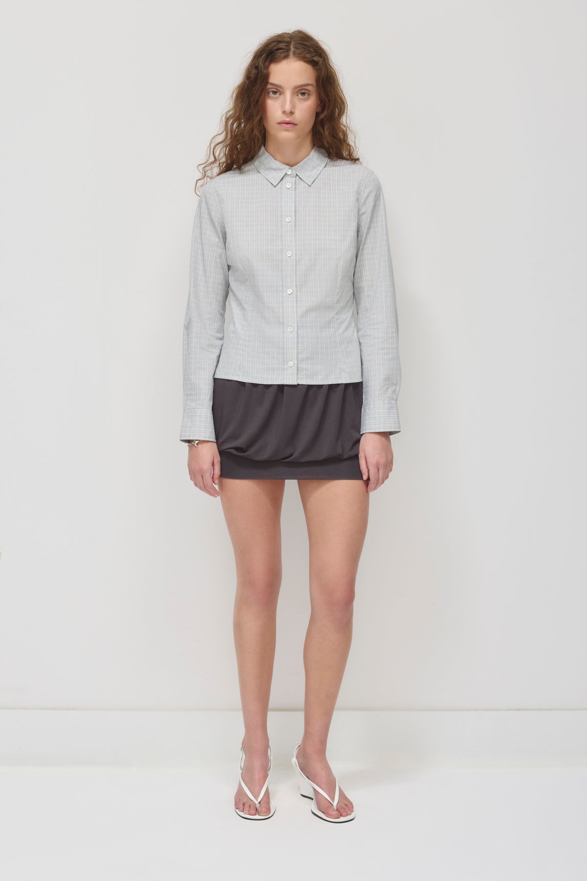 Chemise ajustée pour femme en carreaux herbe des dunes