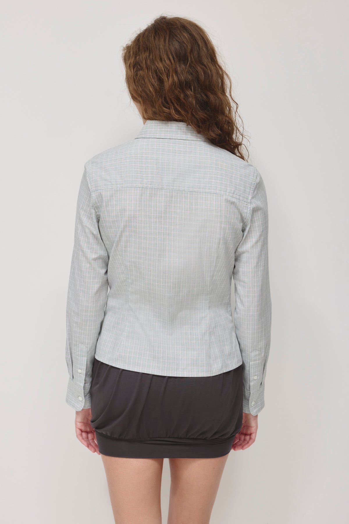 Chemise ajustée pour femme en carreaux herbe des dunes
