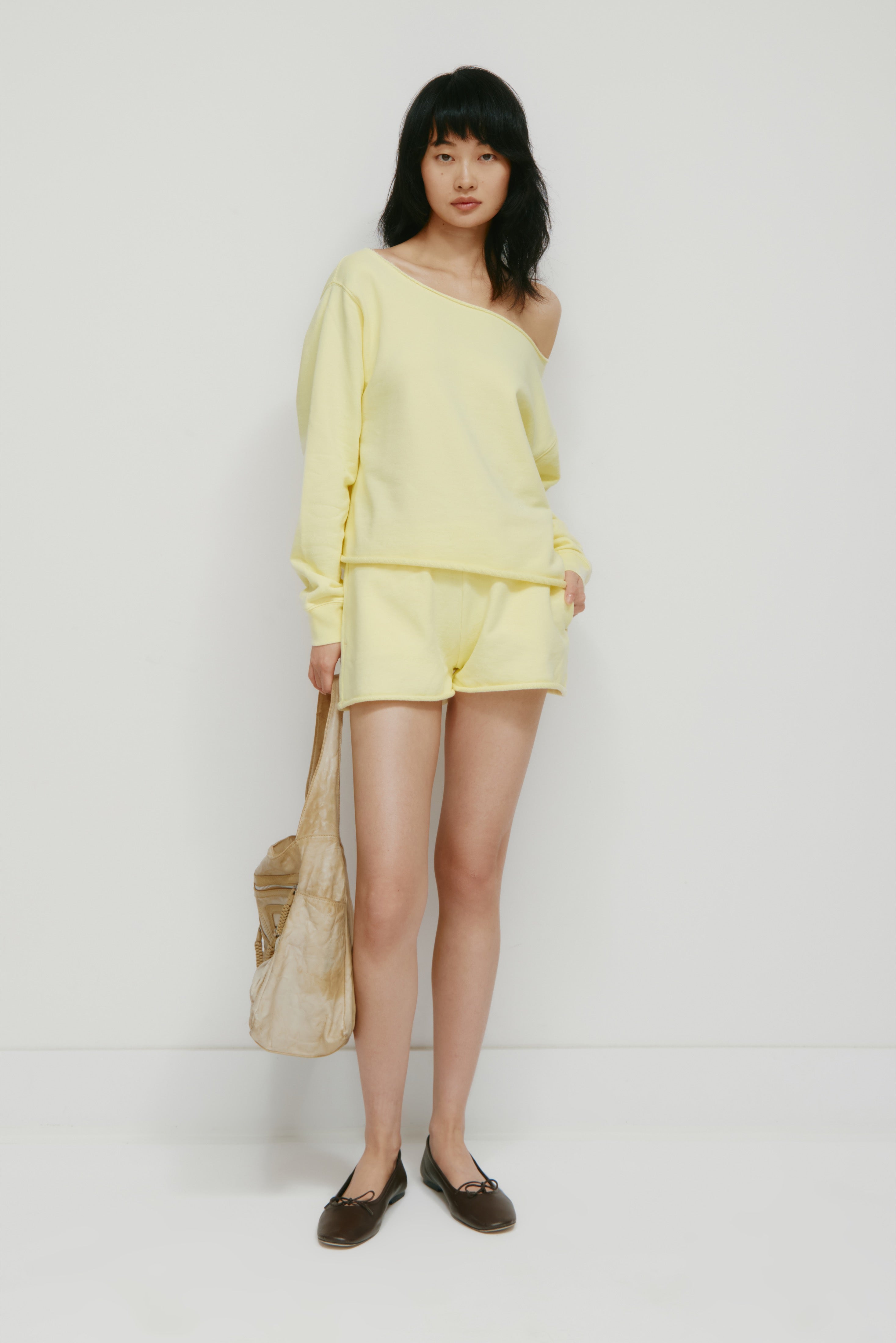 Sweat-shirt court en molleton français pour femme en sorbet
