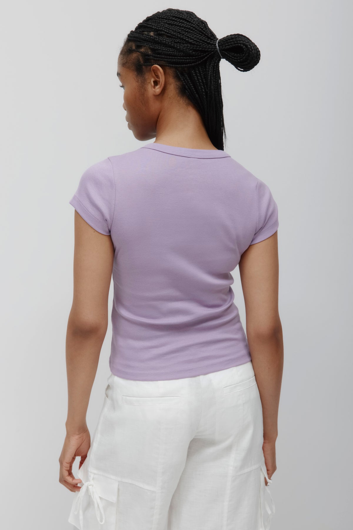 Women's High V-neck Tee in Mauve