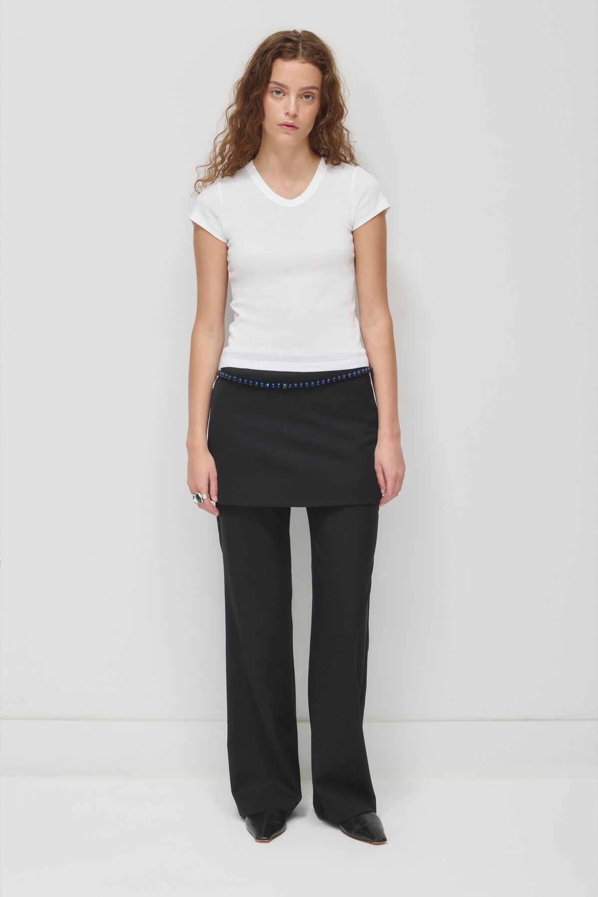 Women's High V-neck Tee in White