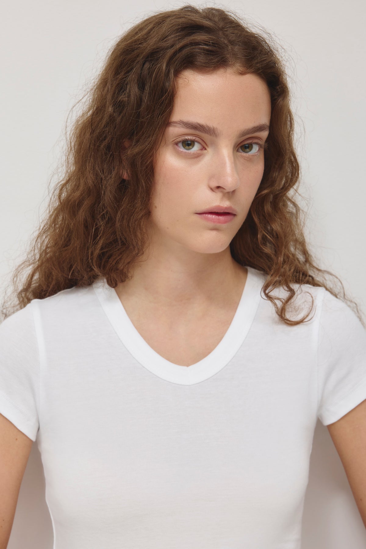Women's High V-neck Tee in White