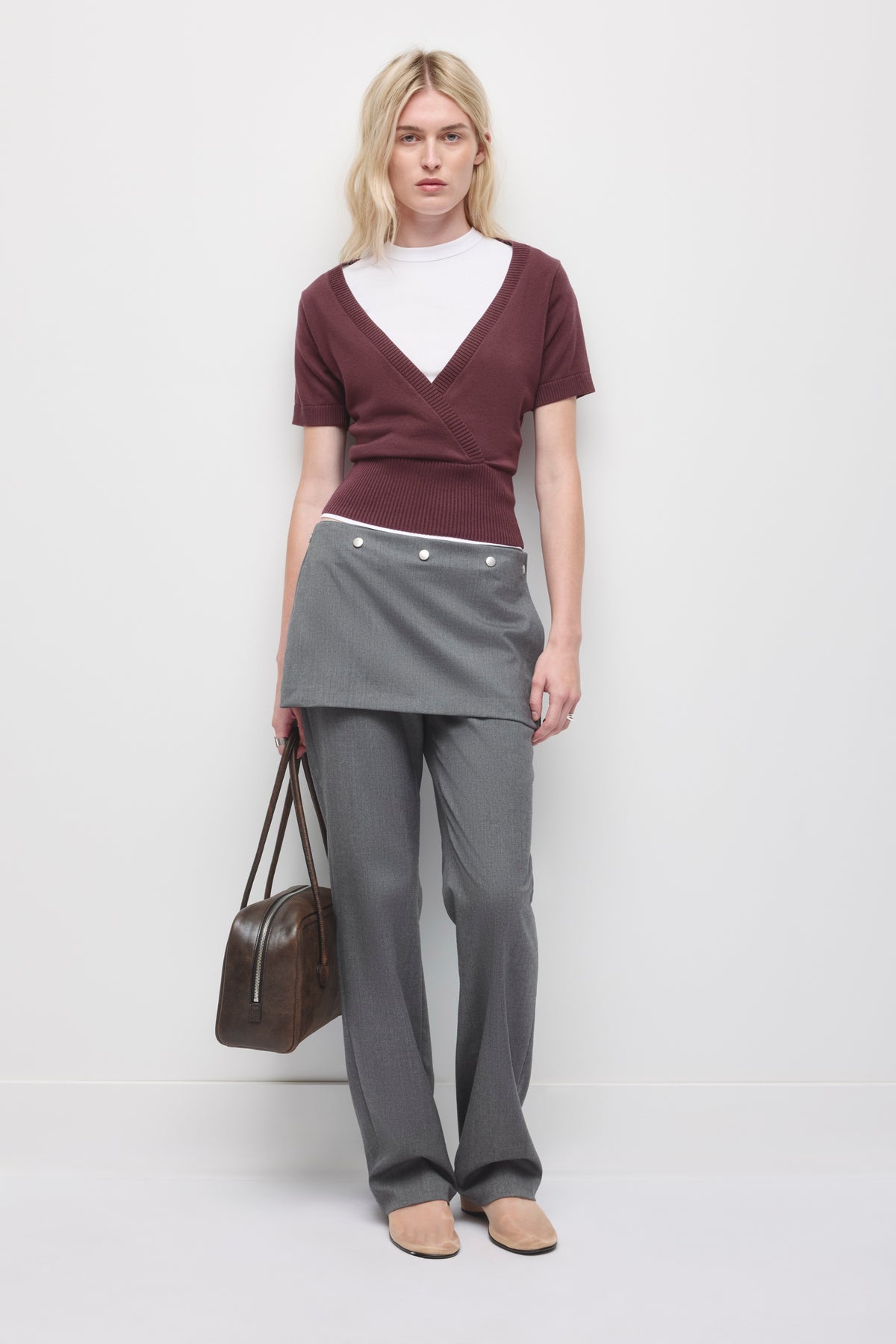 Pull portefeuille Iris pour femme en prune chocolat