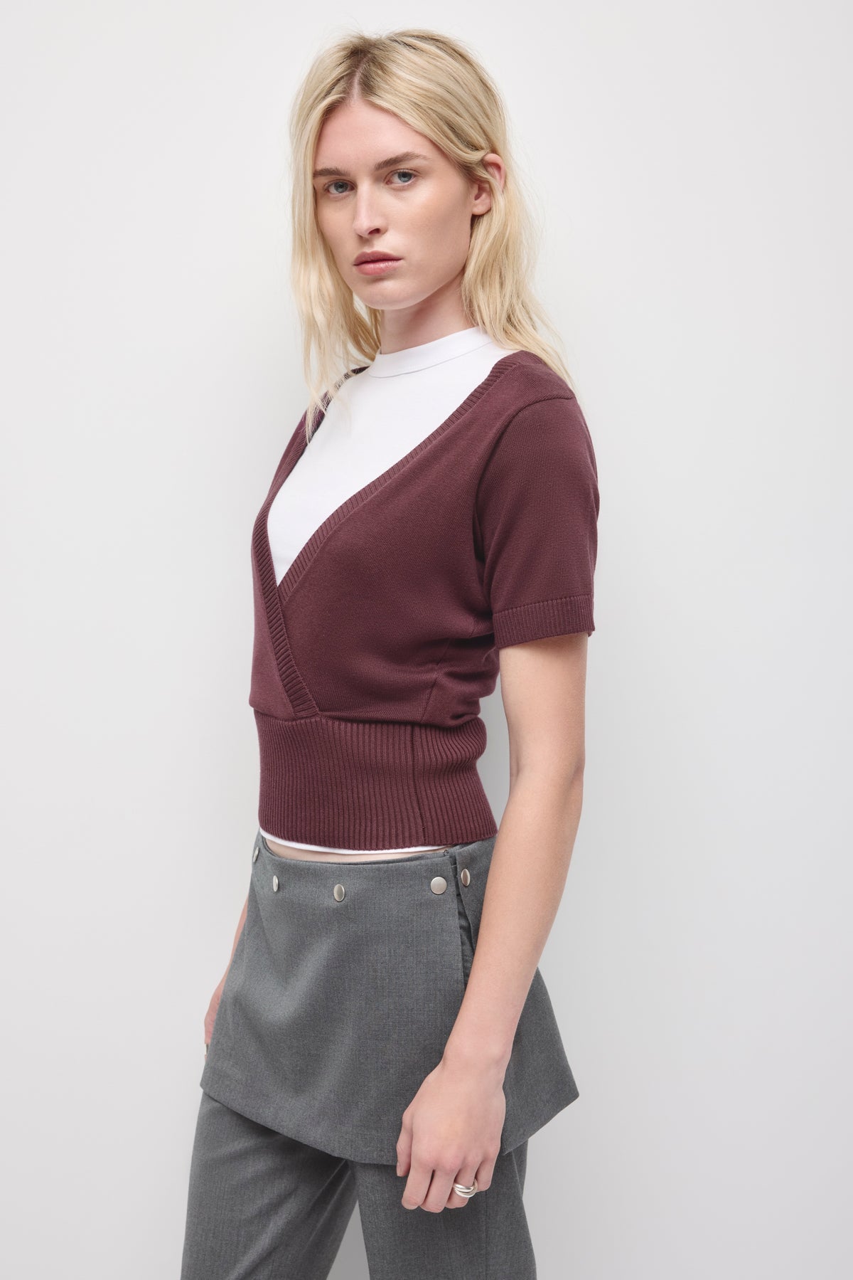 Pull portefeuille Iris pour femme en prune chocolat