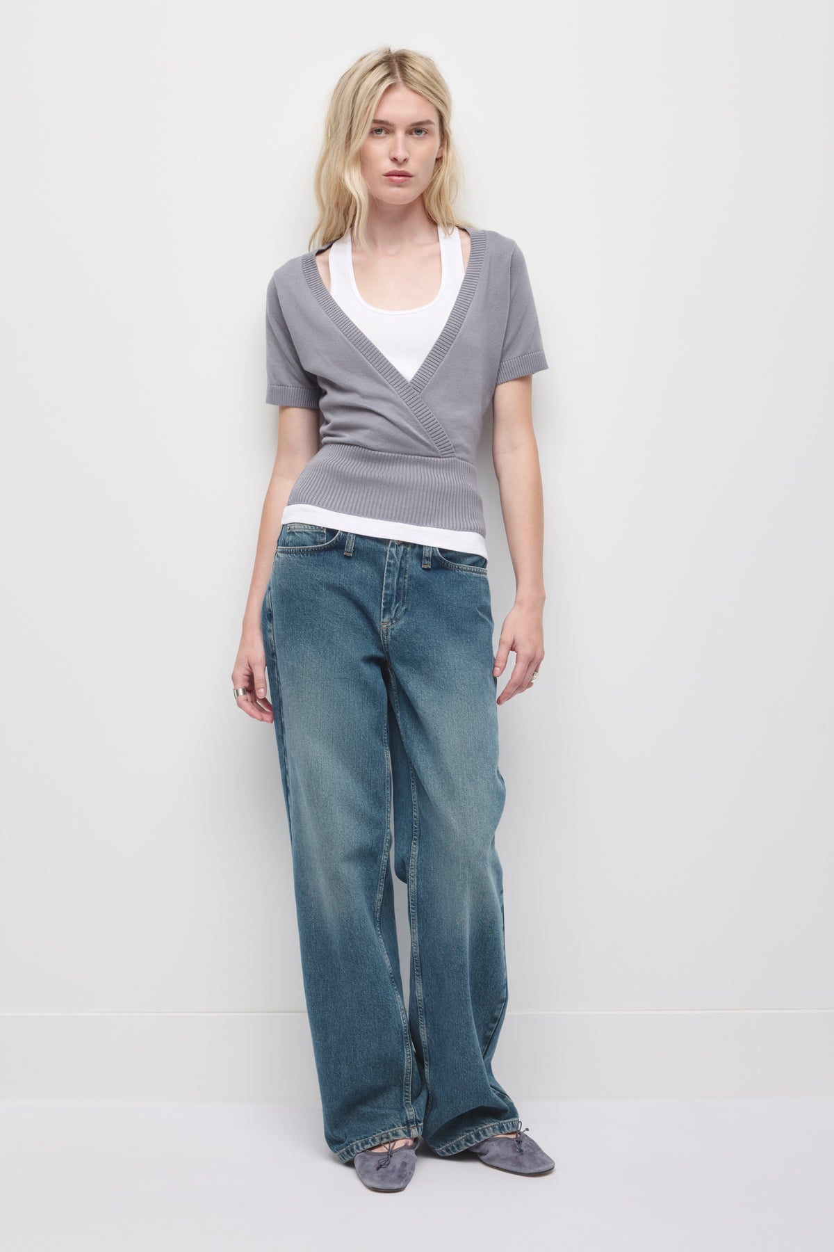 Pull portefeuille Iris pour femme en lavande cendrée