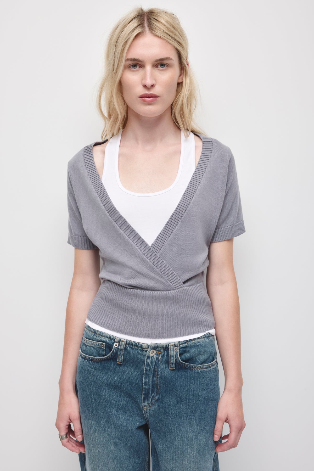 Pull portefeuille Iris pour femme en lavande cendrée