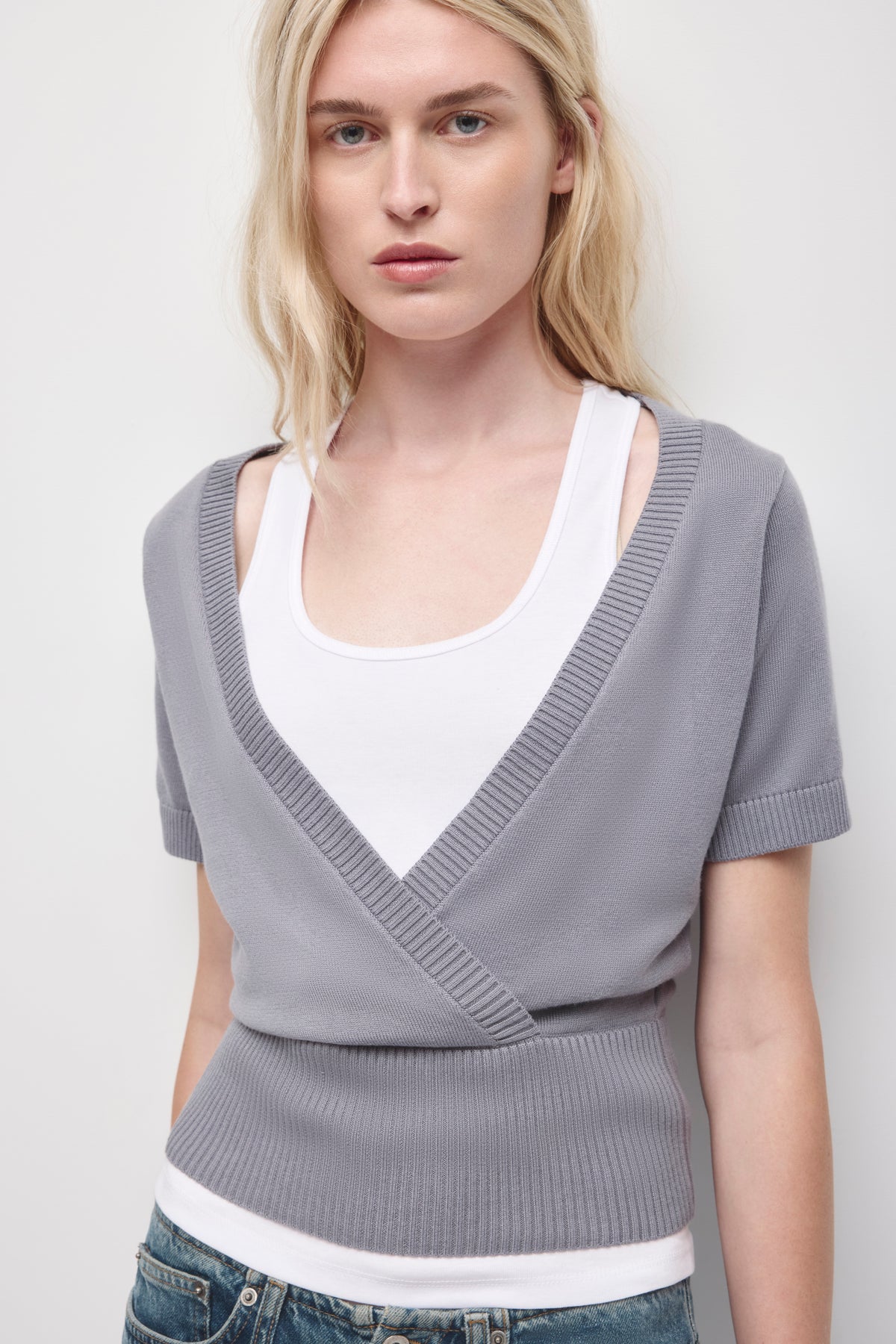 Pull portefeuille Iris pour femme en lavande cendrée