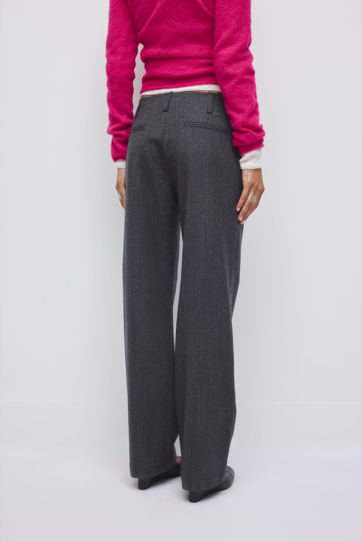 Pantalon Lana pour Femme en fines rayures anthracite