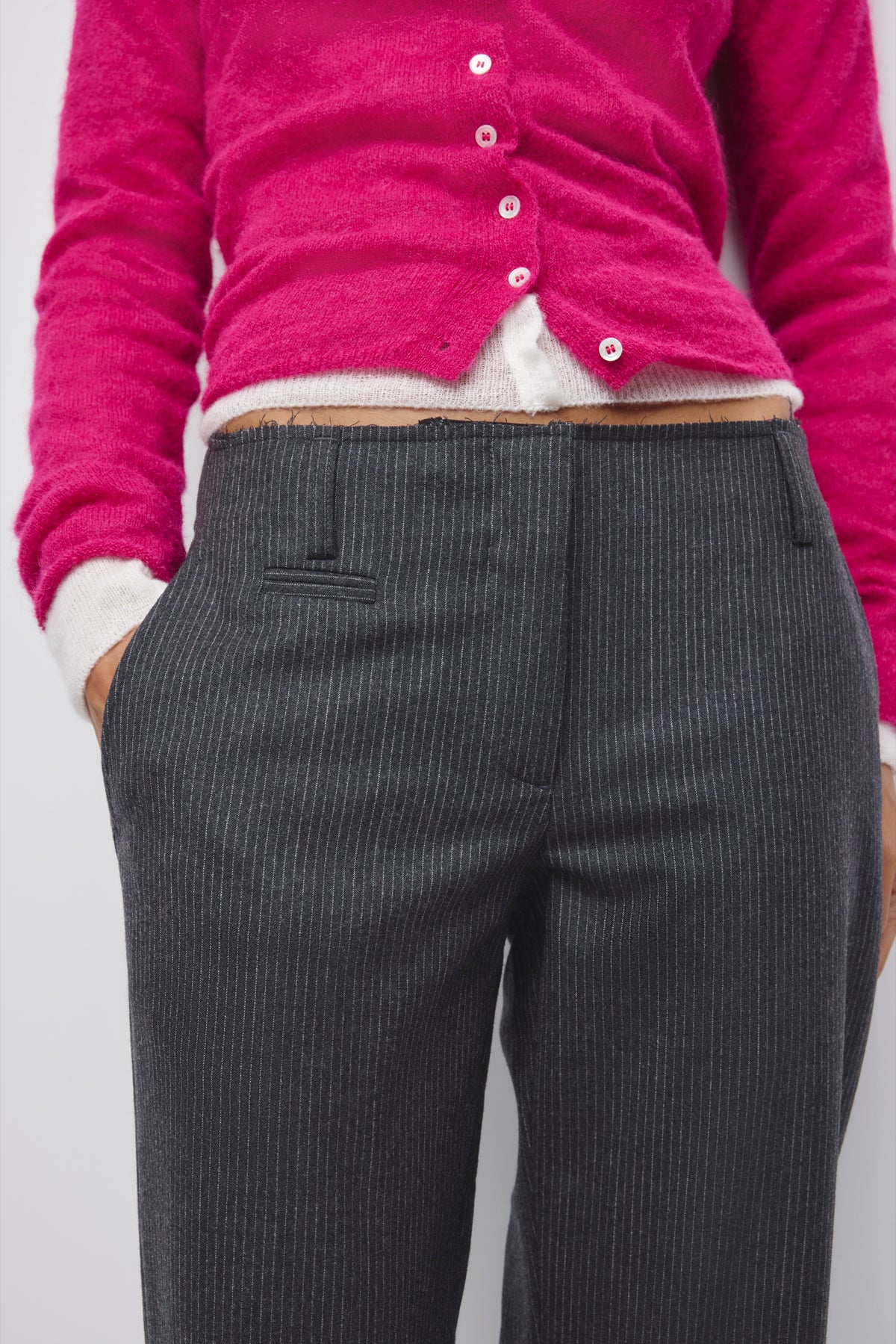 Pantalon Lana pour Femme en fines rayures anthracite