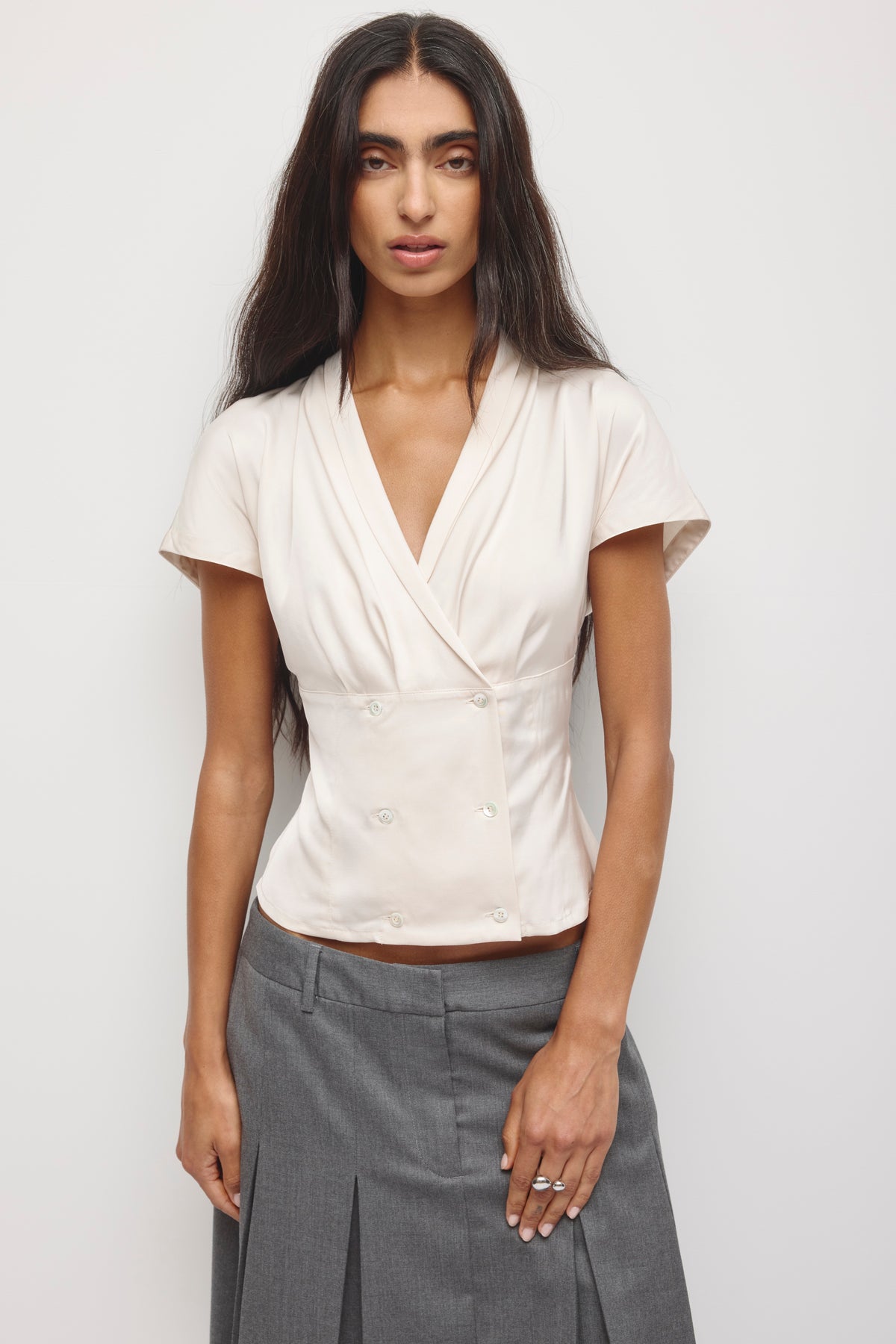 Model is 5’8” and is wearing a size XS.